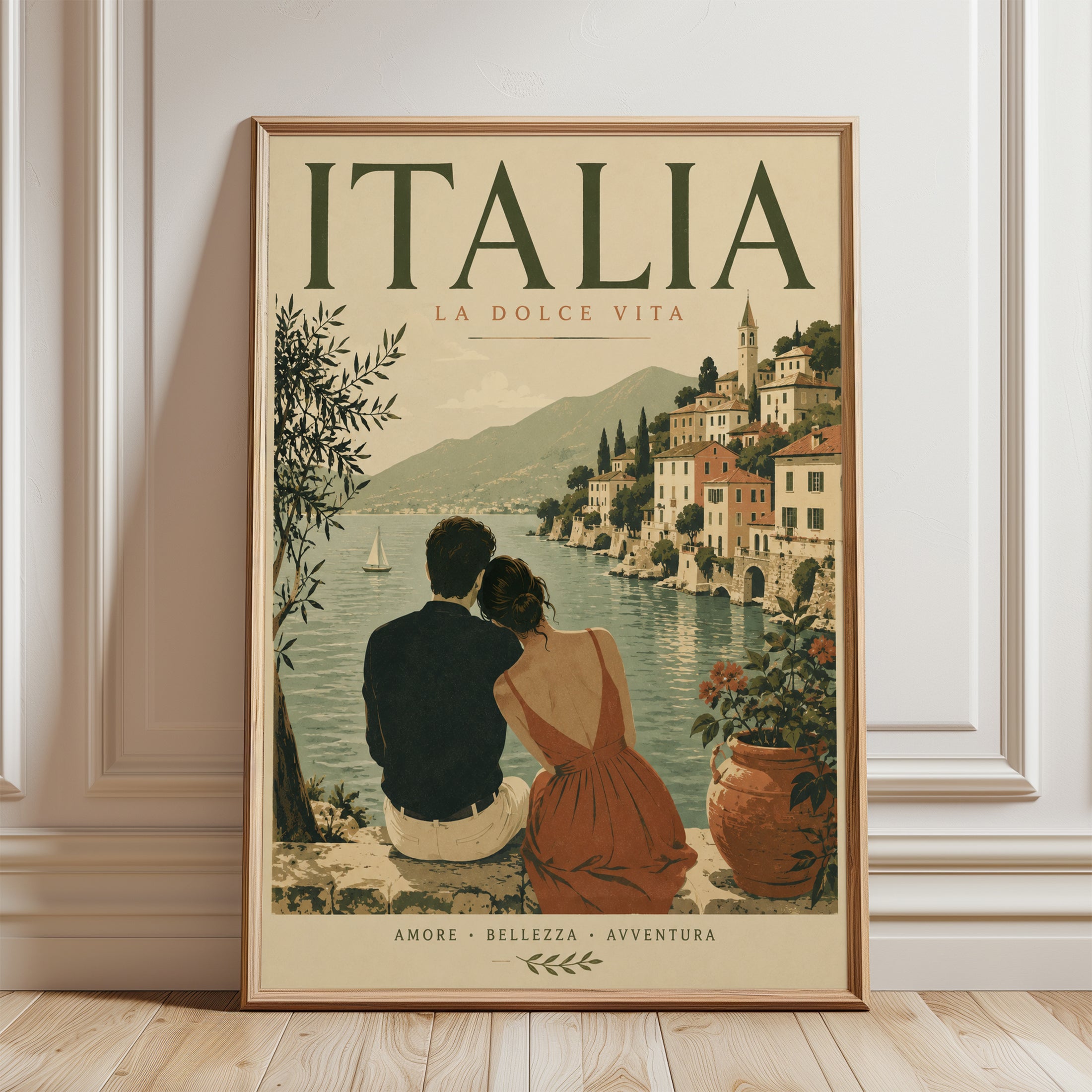Vintage Italy Poster – Italia Travel Print - framed detail