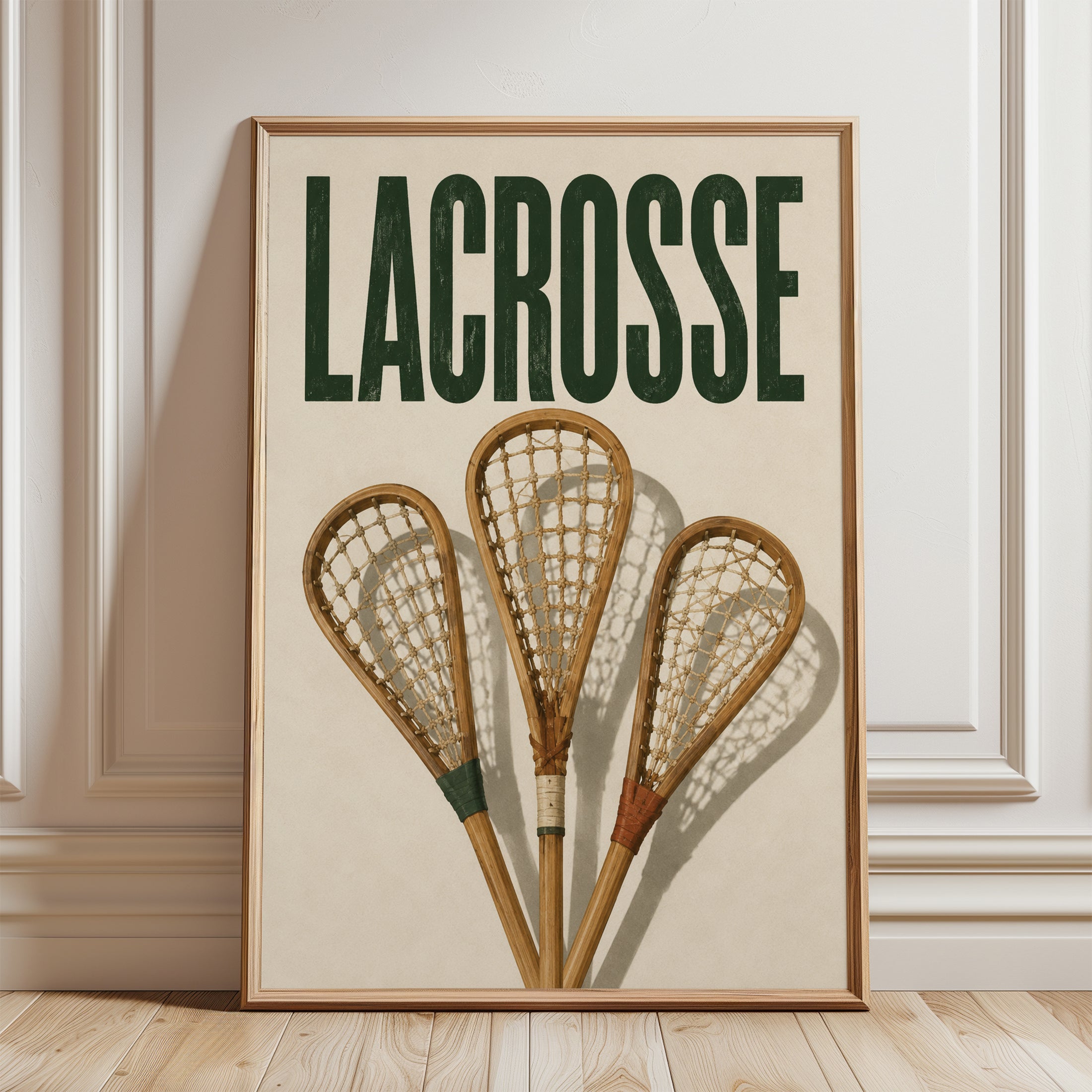 Lacrosse Wall Art – Vintage Sports Poster - framed detail