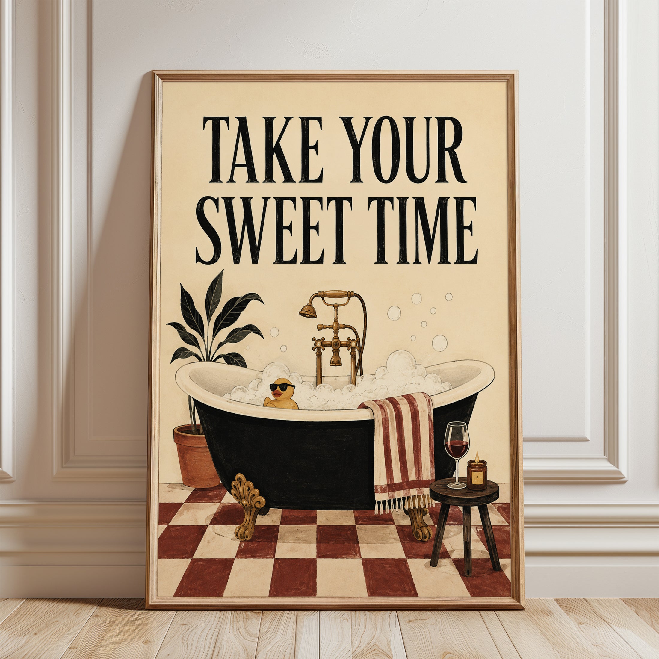 Bathroom Wall Art – Take Your Sweet Time Print - framed detail