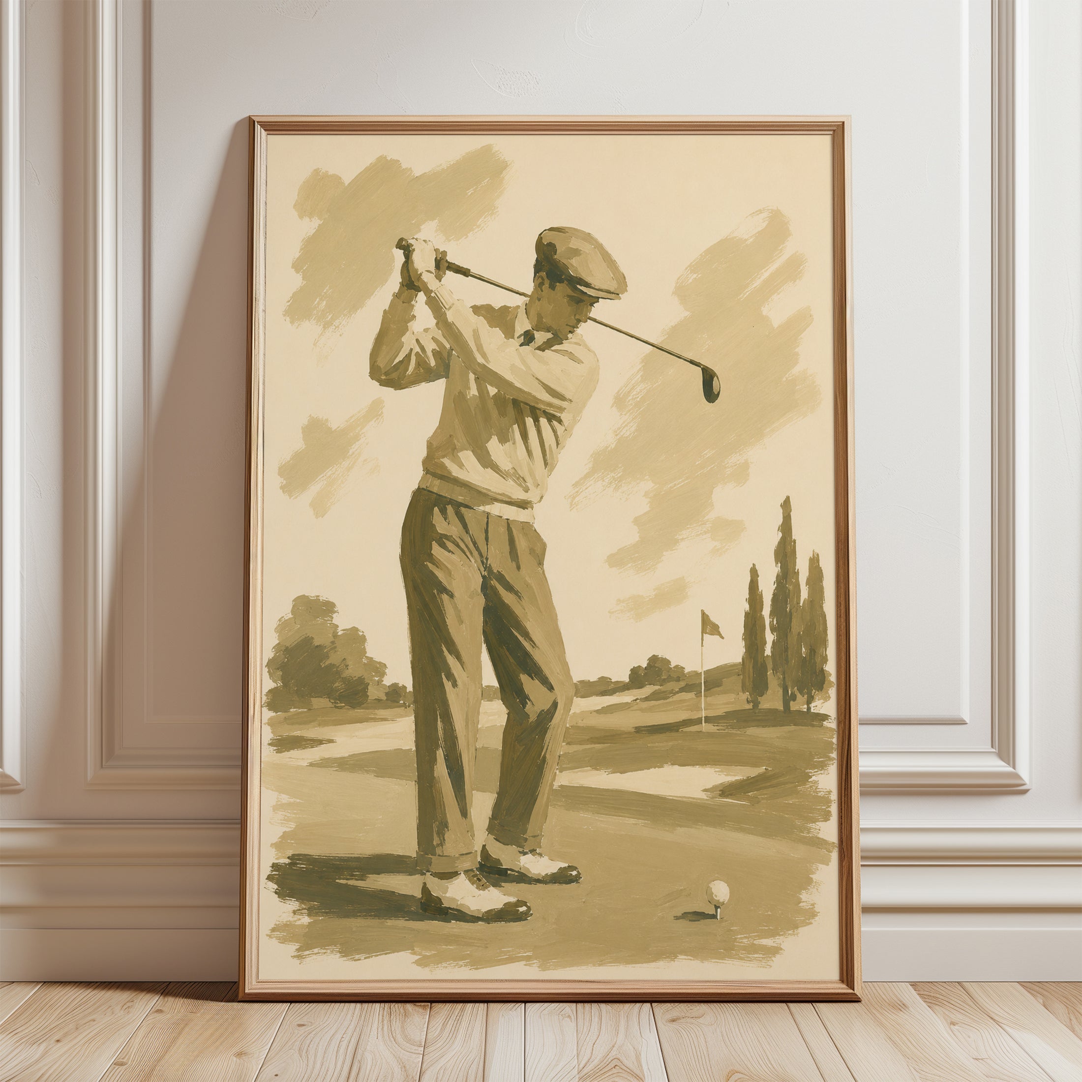 Vintage Golf Wall Art – Retro Sports Print - framed detail