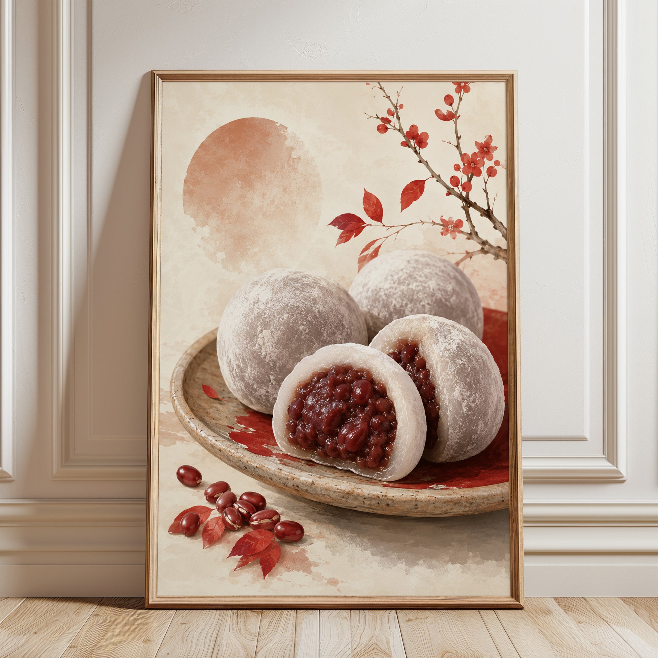 Mochi Wall Art – Japanese Dessert Print - framed detail