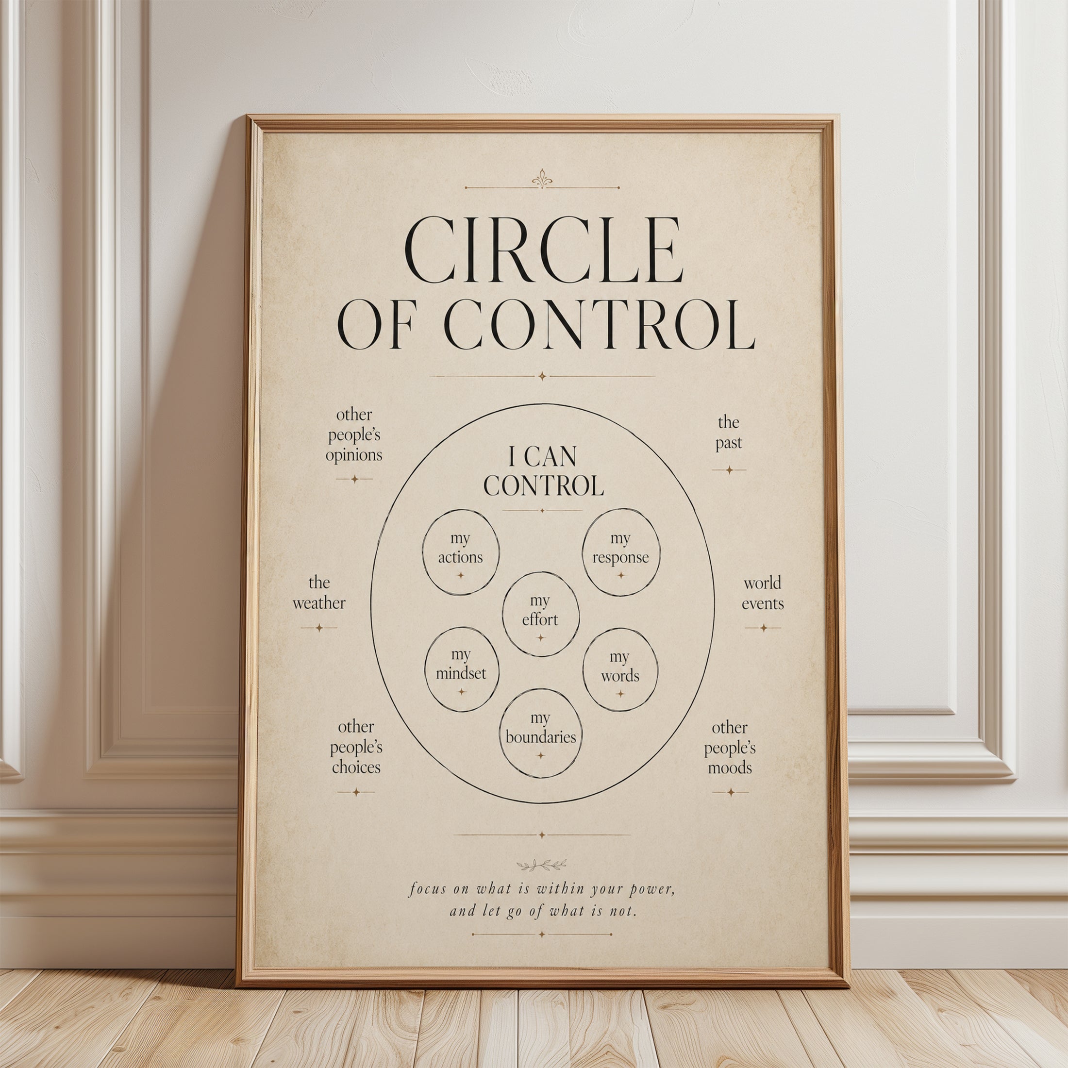Circle of Control Poster – Mindfulness Wall Art - framed detail