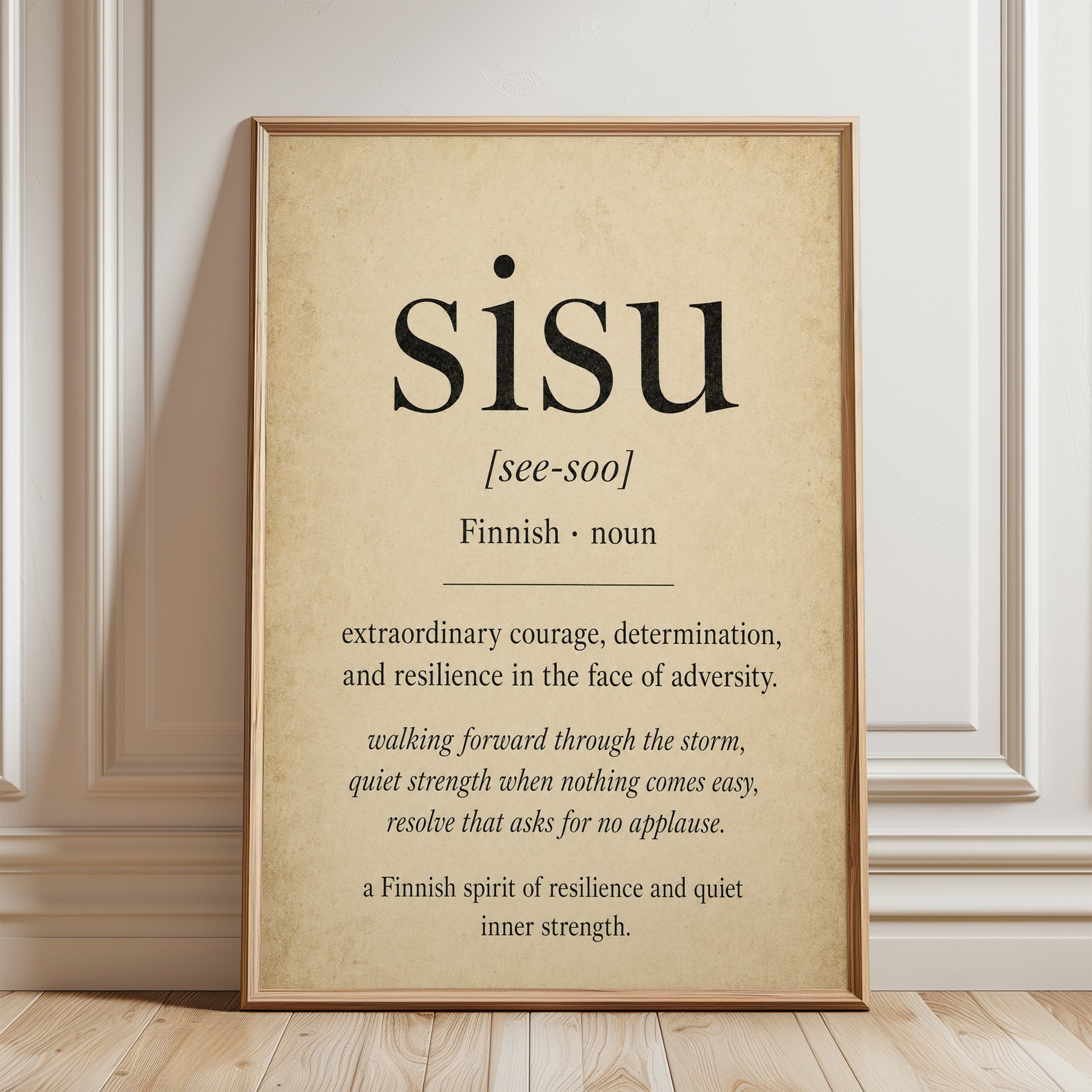 Sisu Definition Print – Finnish Word Wall Art - framed detail