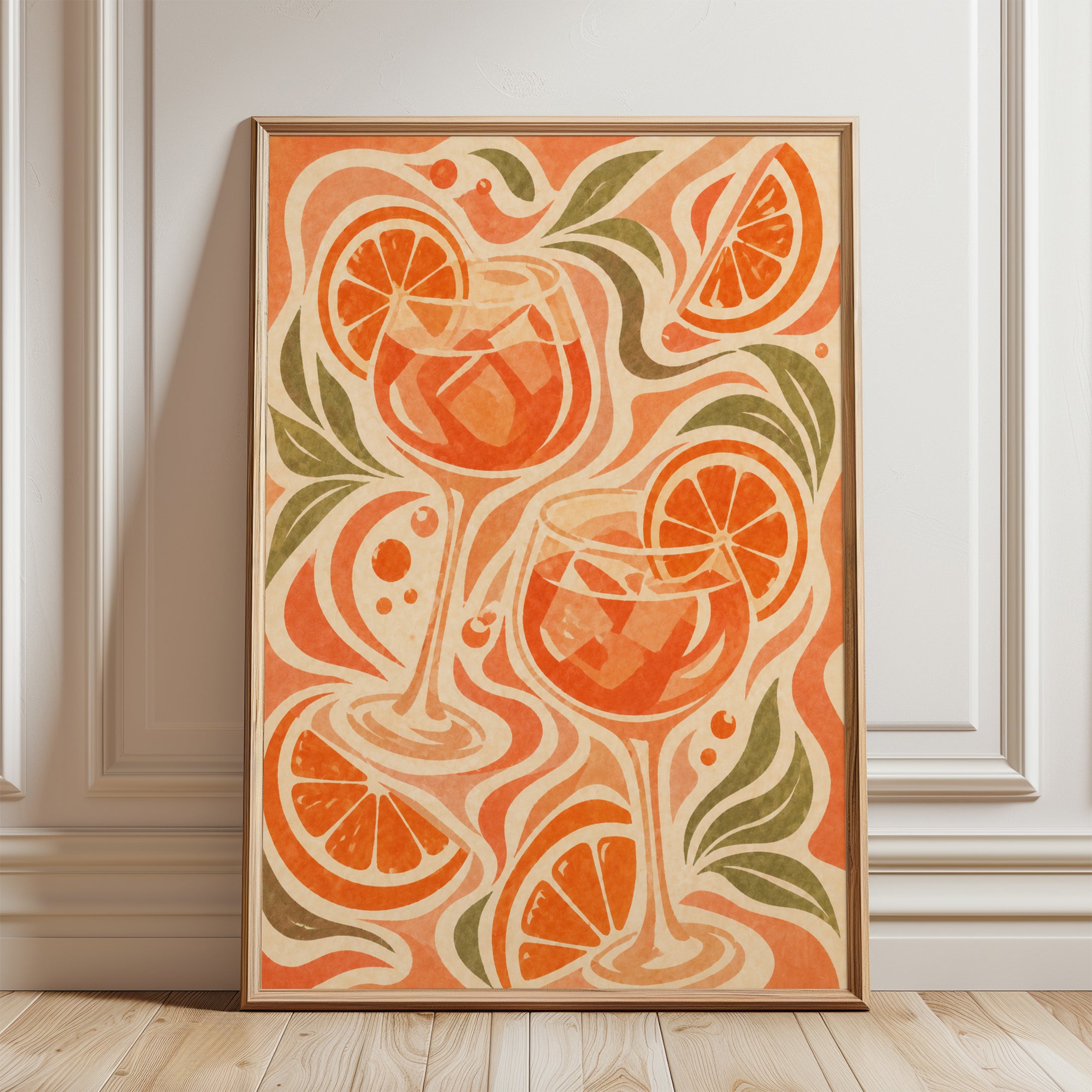 Orange Cocktail Wall Art – Kitchen Print - framed detail