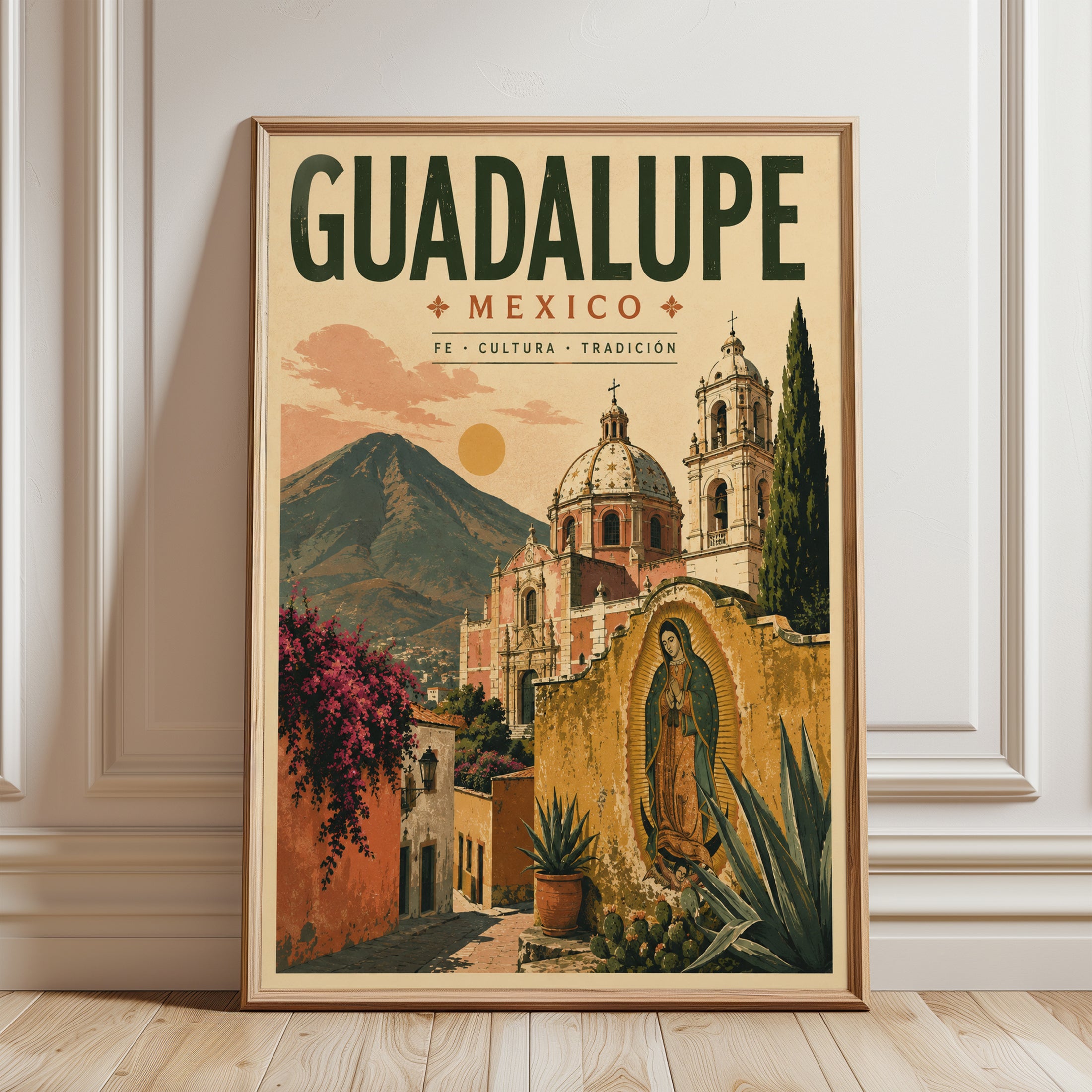 Guadalupe Mexico Poster – Vintage Travel Print - framed detail