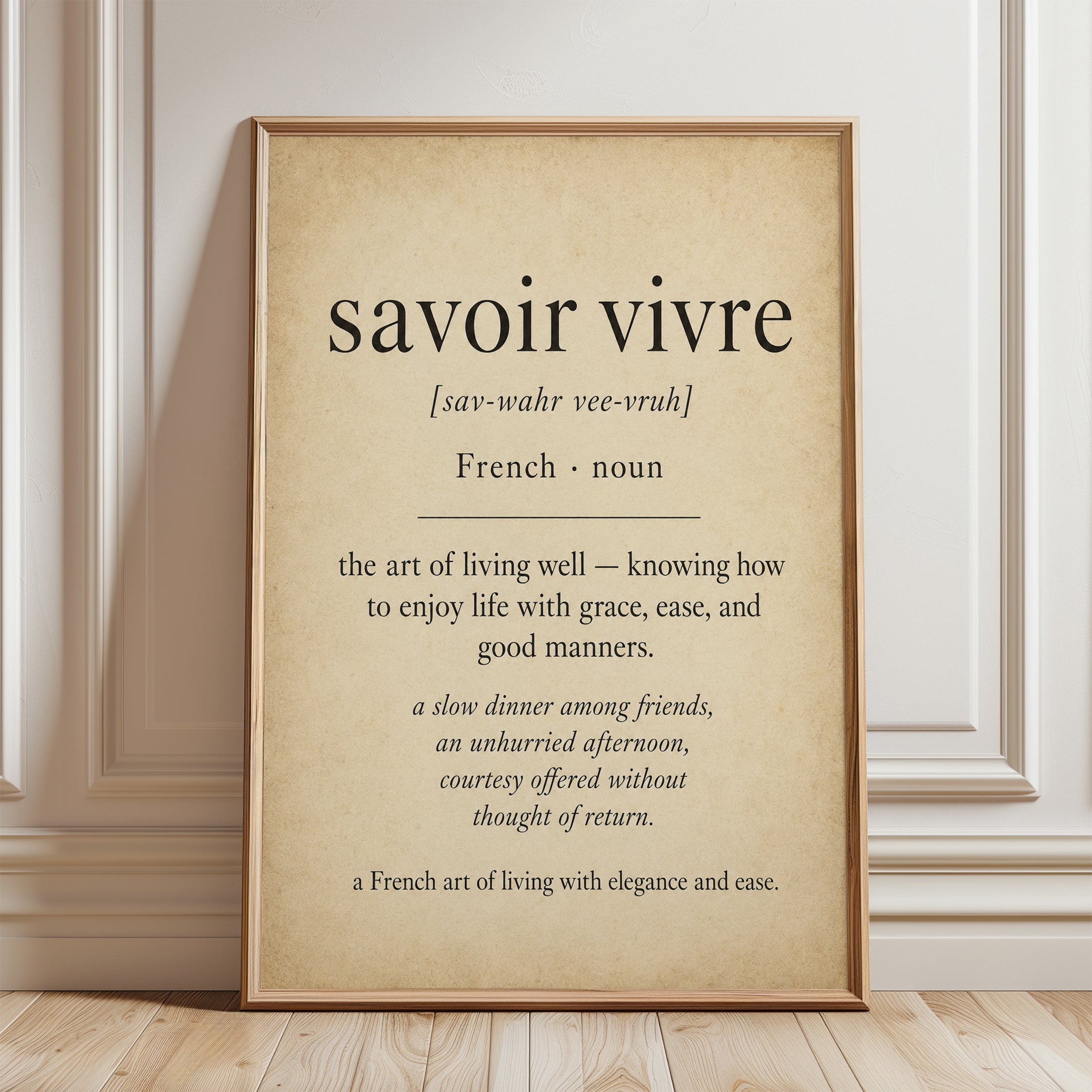 French Definition Print – Savoir Vivre Wall Art - framed detail