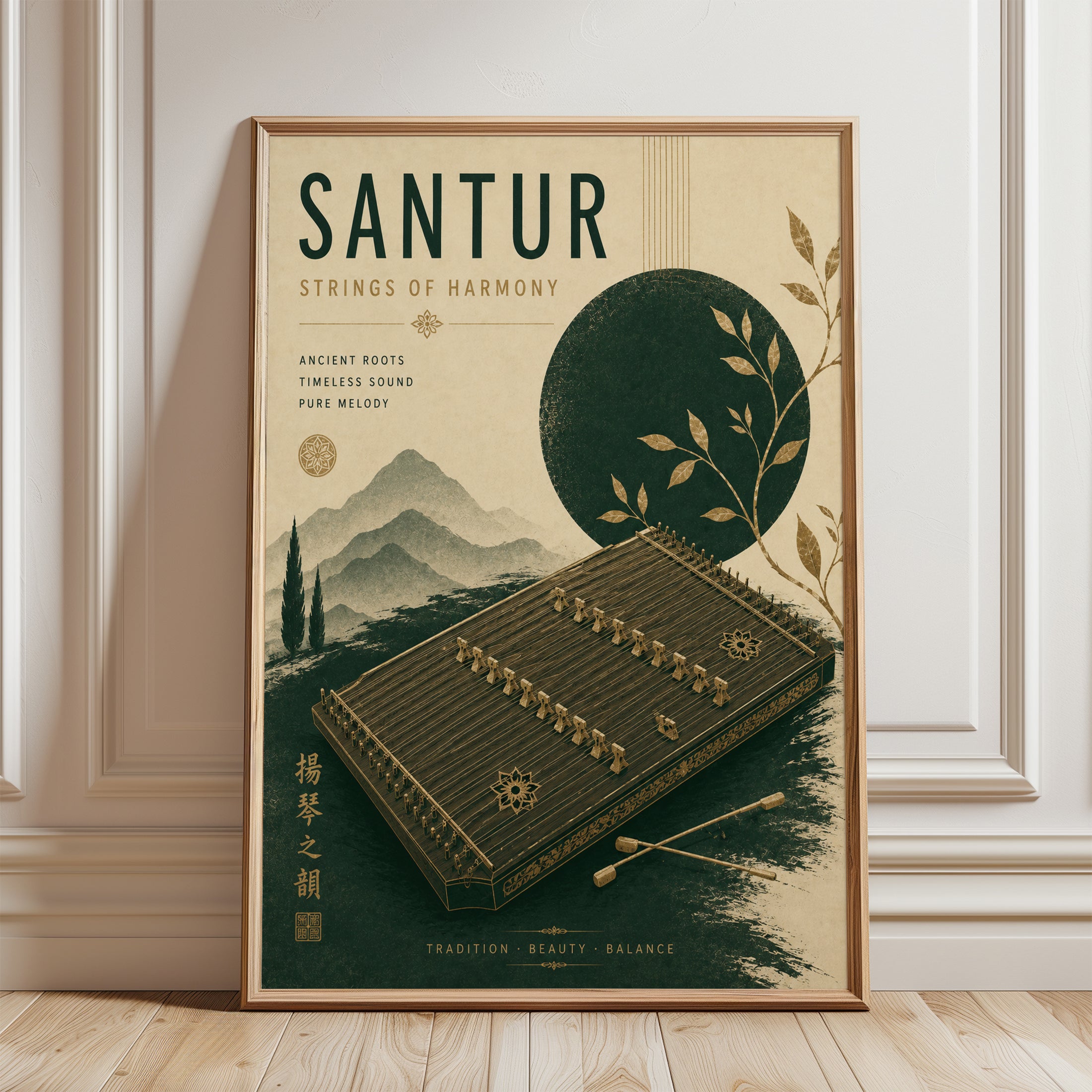 Music Poster Vintage – Santur Wall Art - framed detail