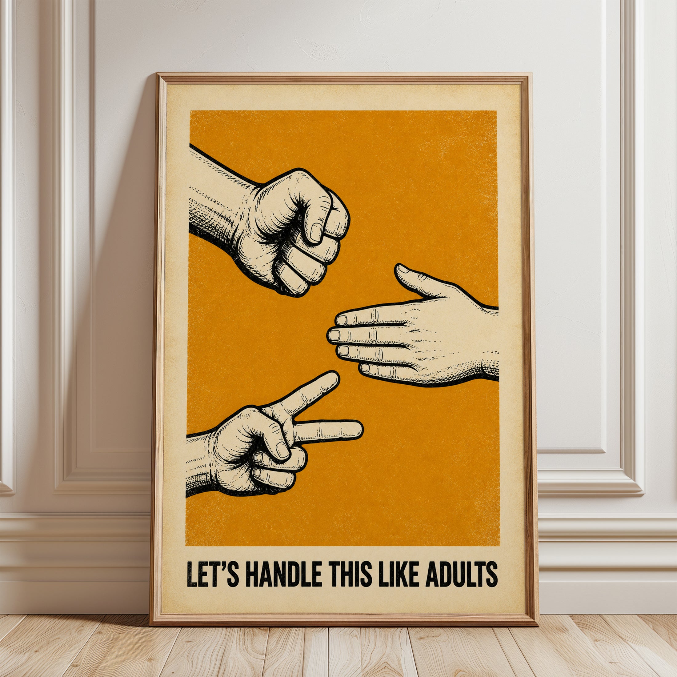 Rock Paper Scissors Poster - framed detail