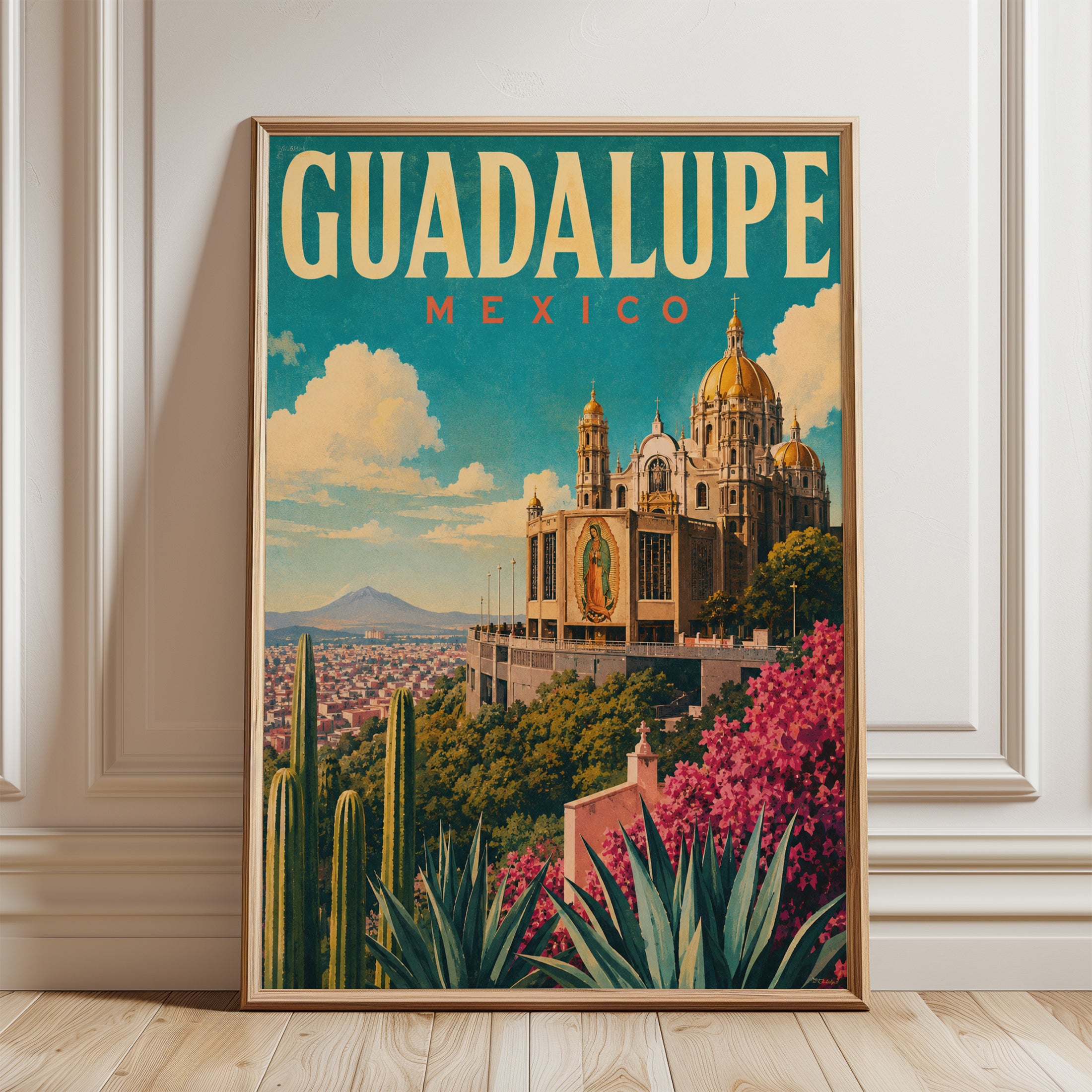 Guadalupe Mexico Poster – Vintage Travel Print - framed detail