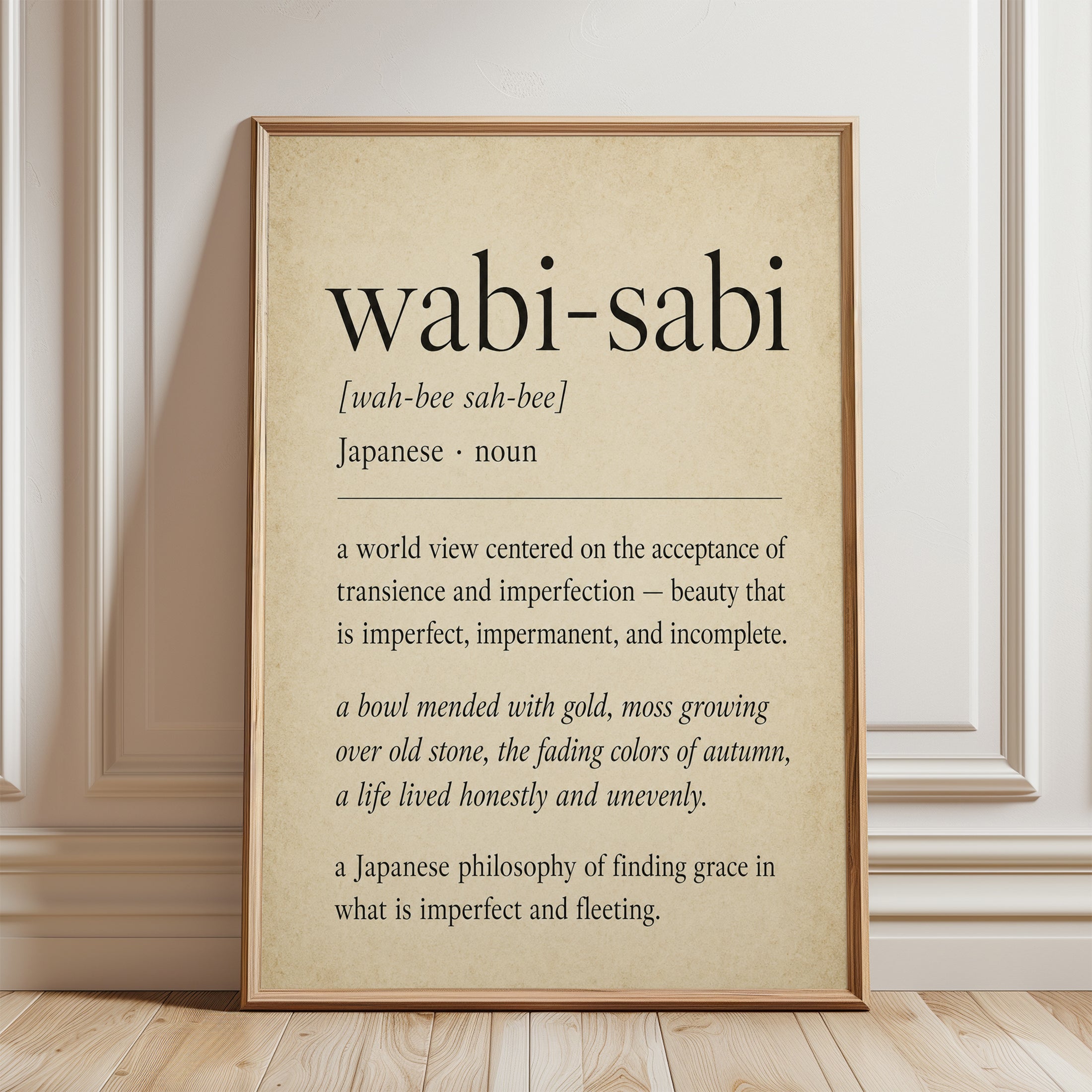Wabi Sabi Wall Art – Japanese Philosophy Print - framed detail