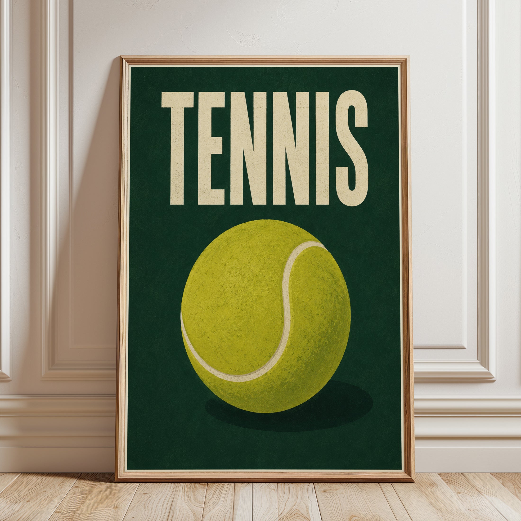 Tennis Wall Art – Retro Sports Poster - framed detail