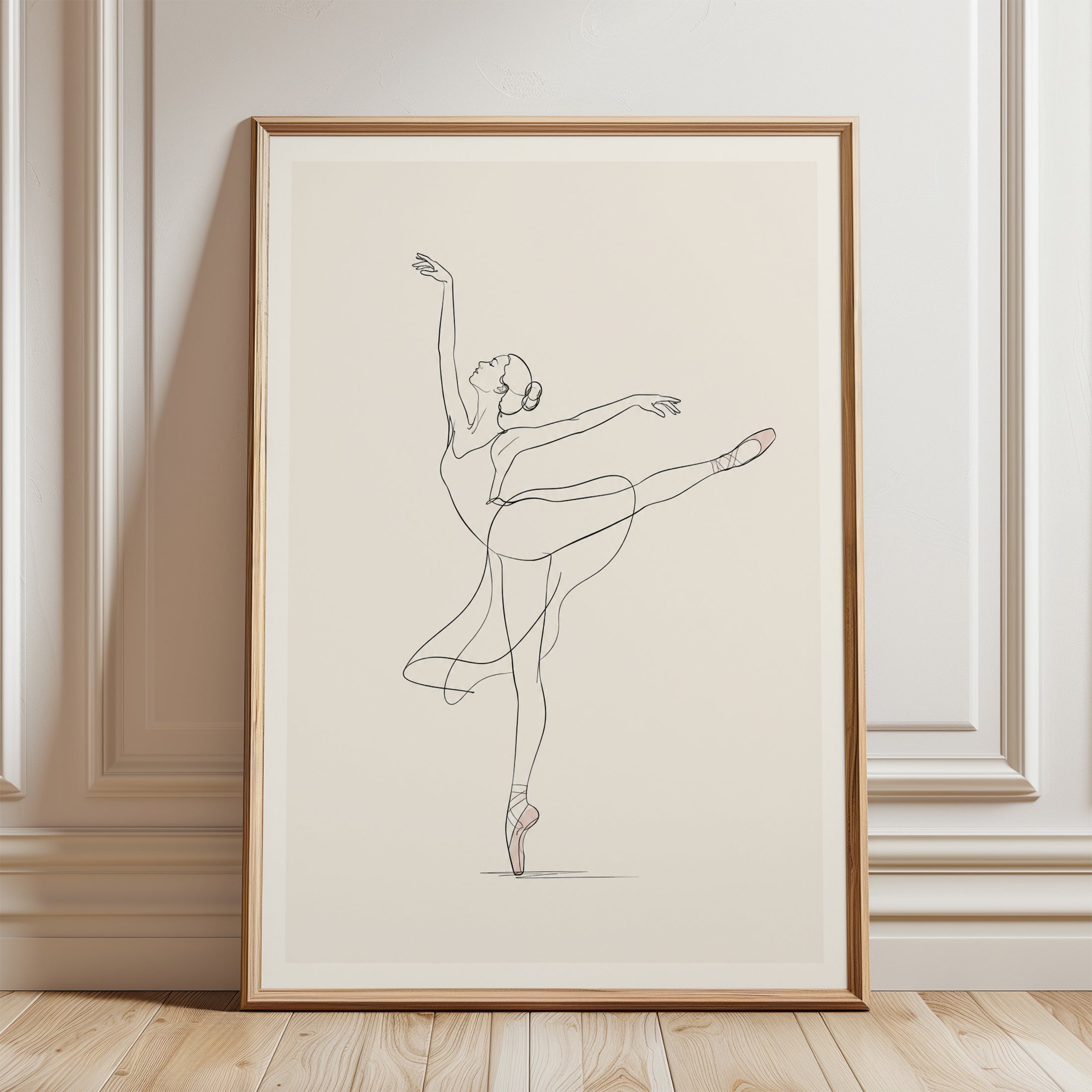 Ballet Line Drawing – Ballerina Art Print - framed detail