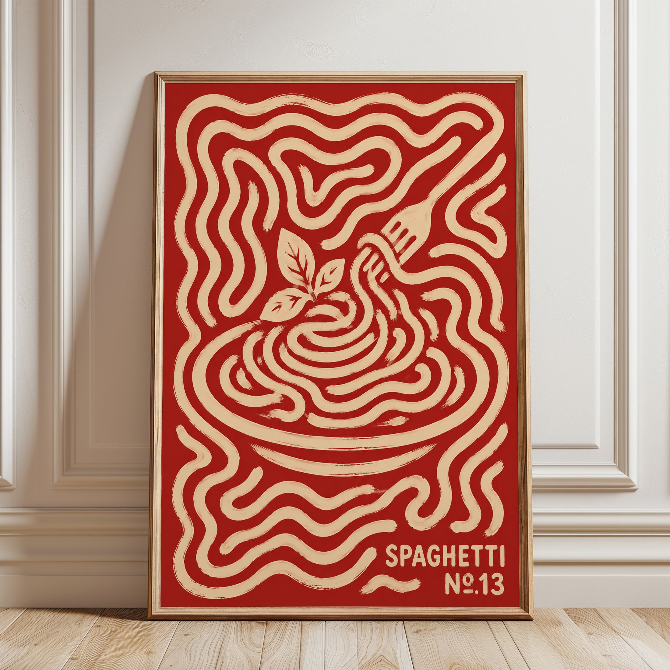 Retro Kitchen Wall Art – Spaghetti Poster - framed detail