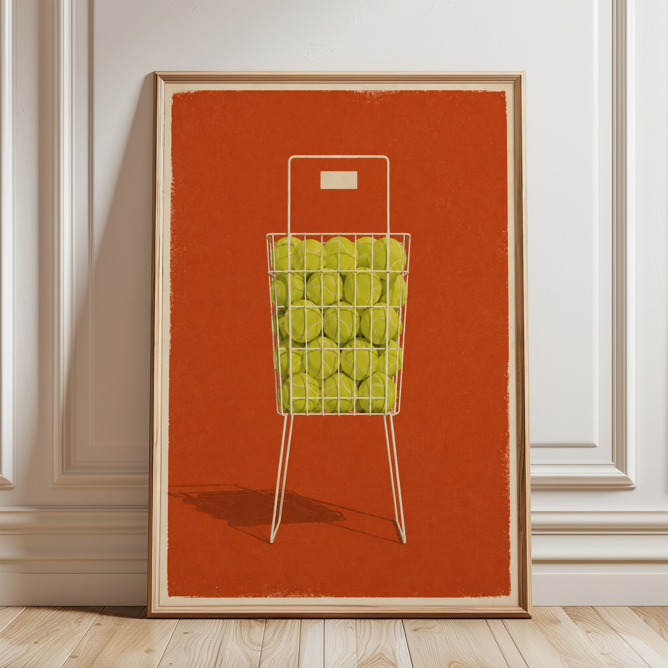 Tennis Ball Basket Print - framed detail