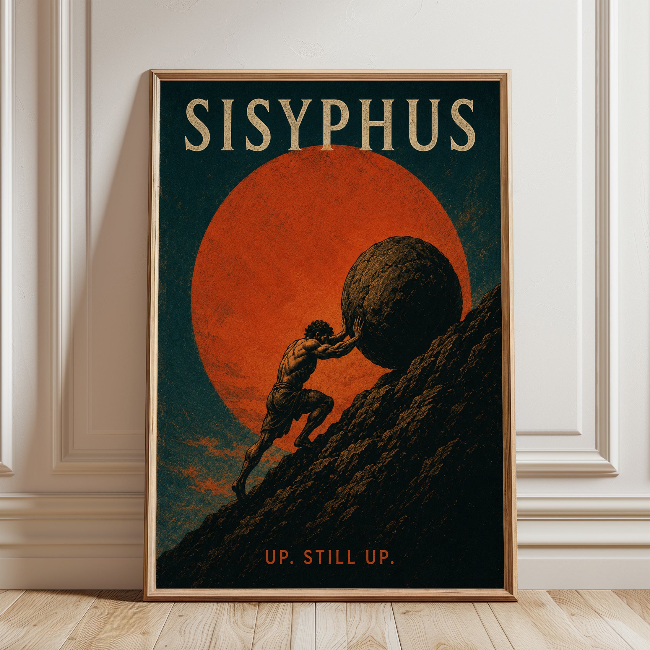 Motivational Wall Art – Sisyphus Myth Print - framed detail