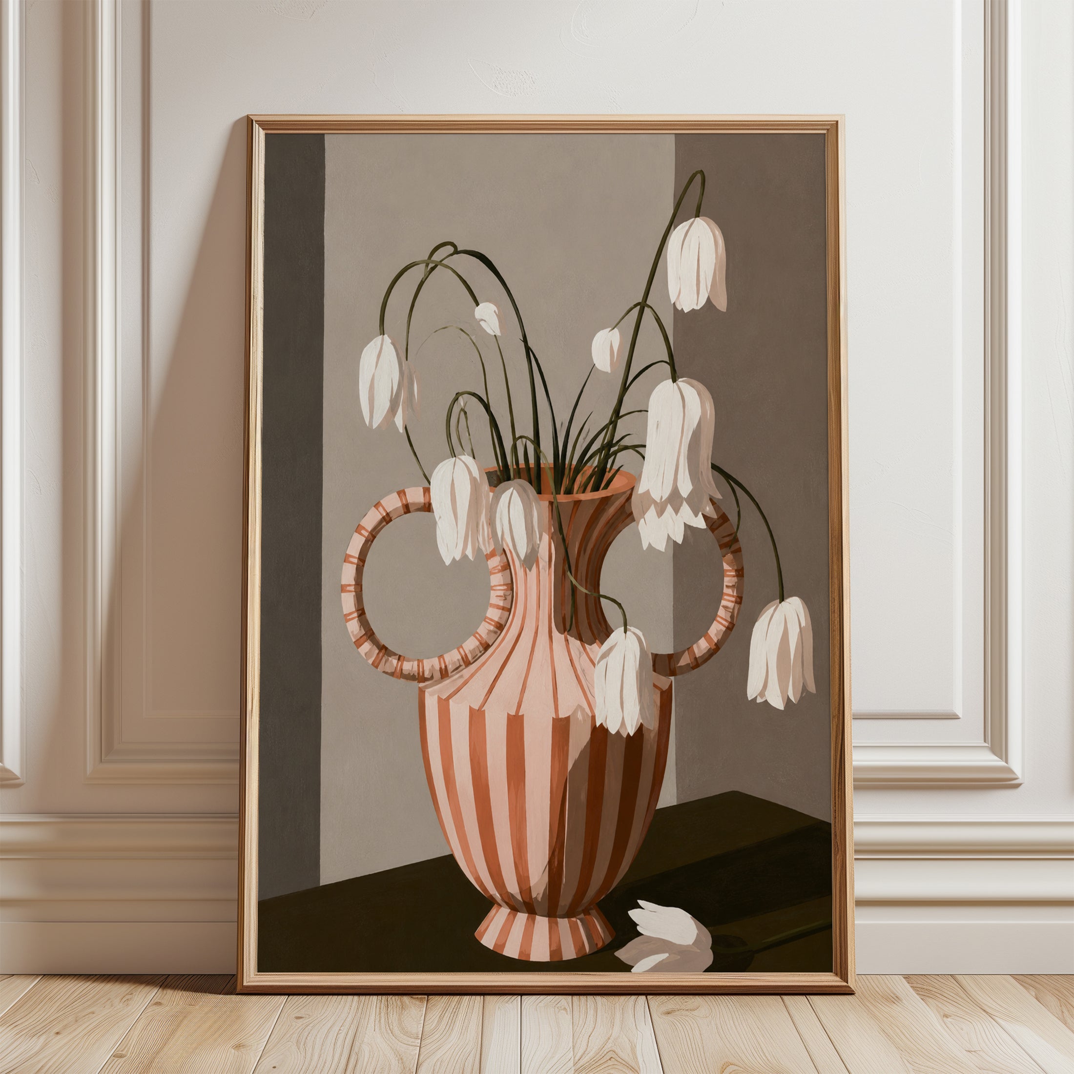 Floral Vase Wall Art – Botanical Print - framed detail