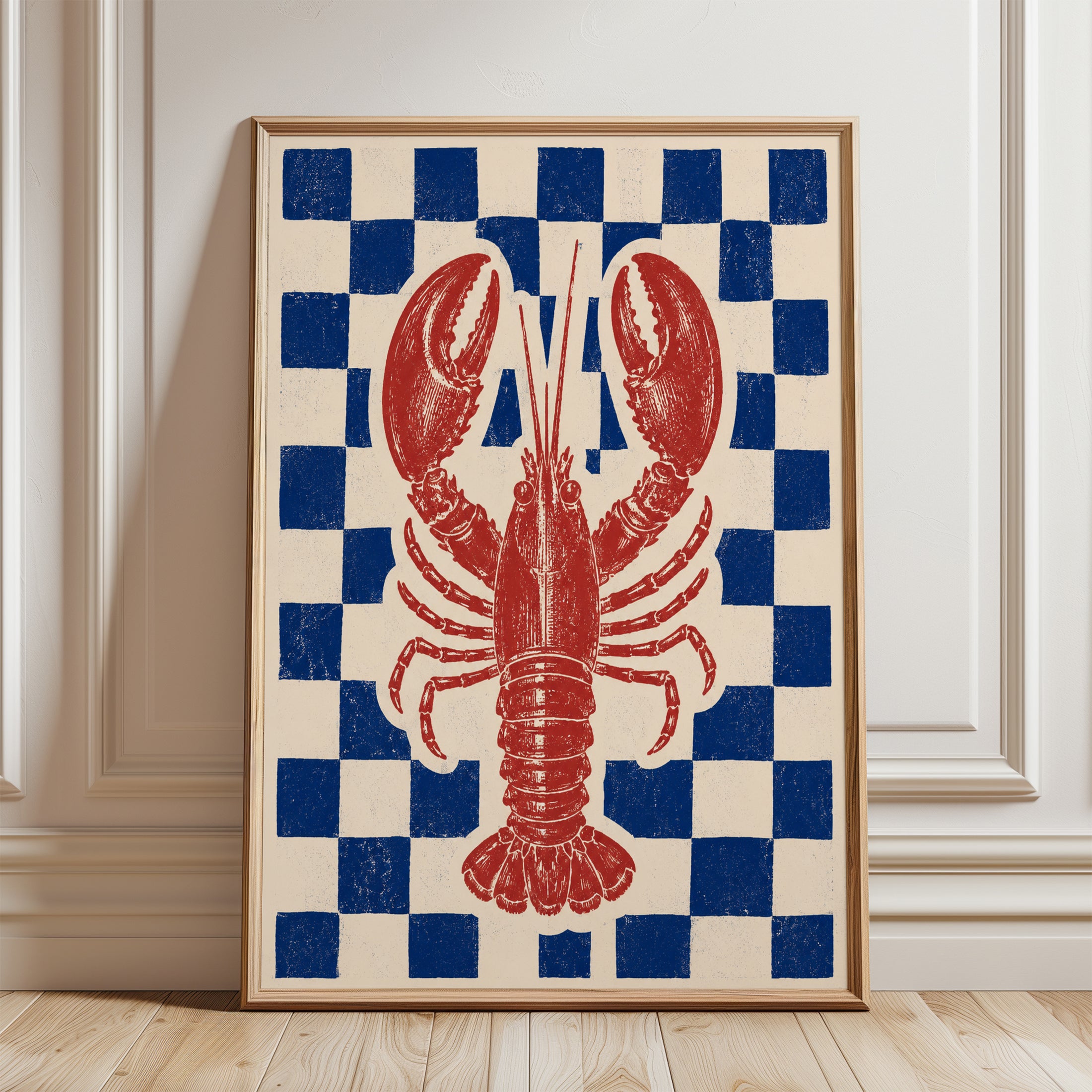Lobster Wall Art – Nautical Kitchen Decor - framed detail