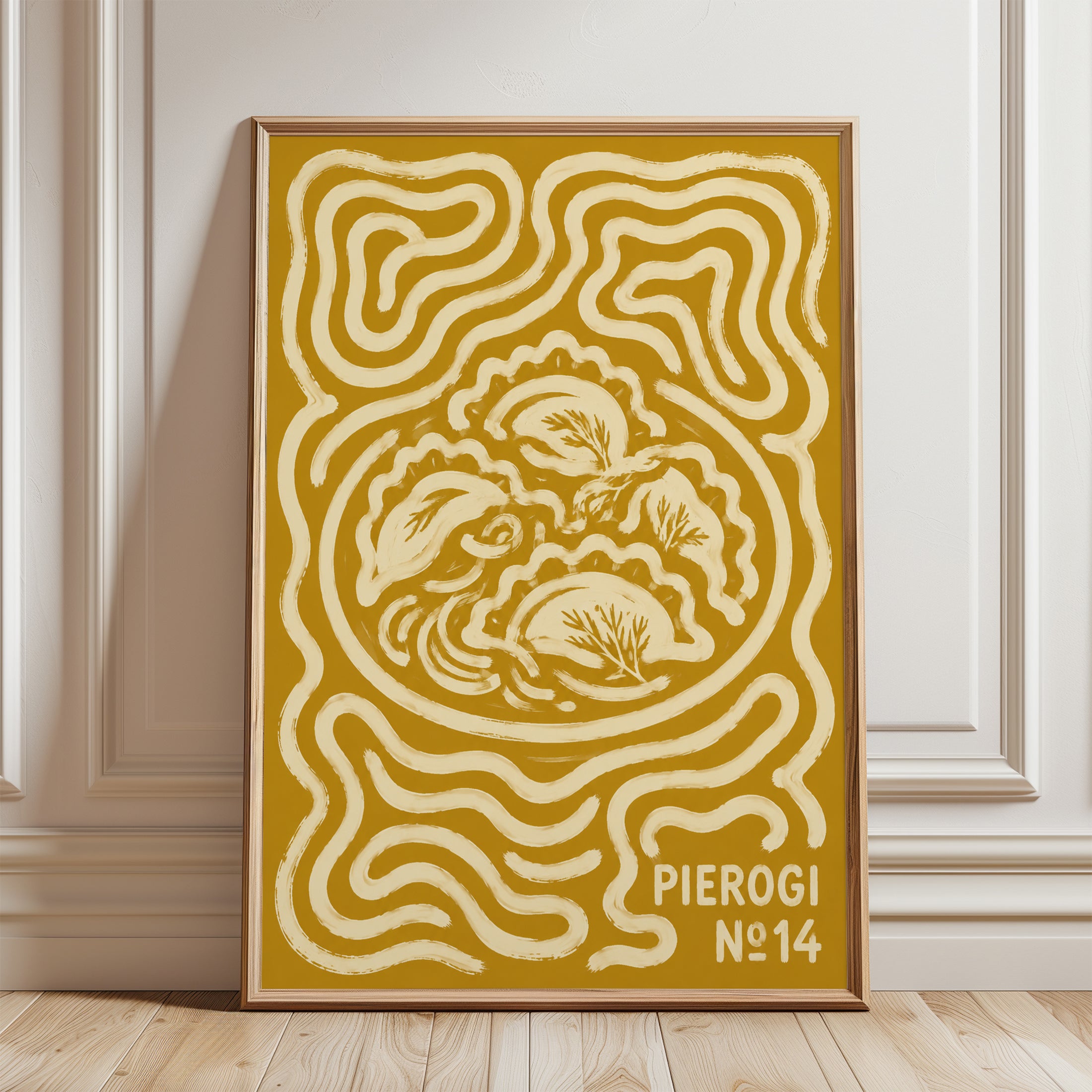 Folk Art Print – Abstract Botanical Wall Art - framed detail