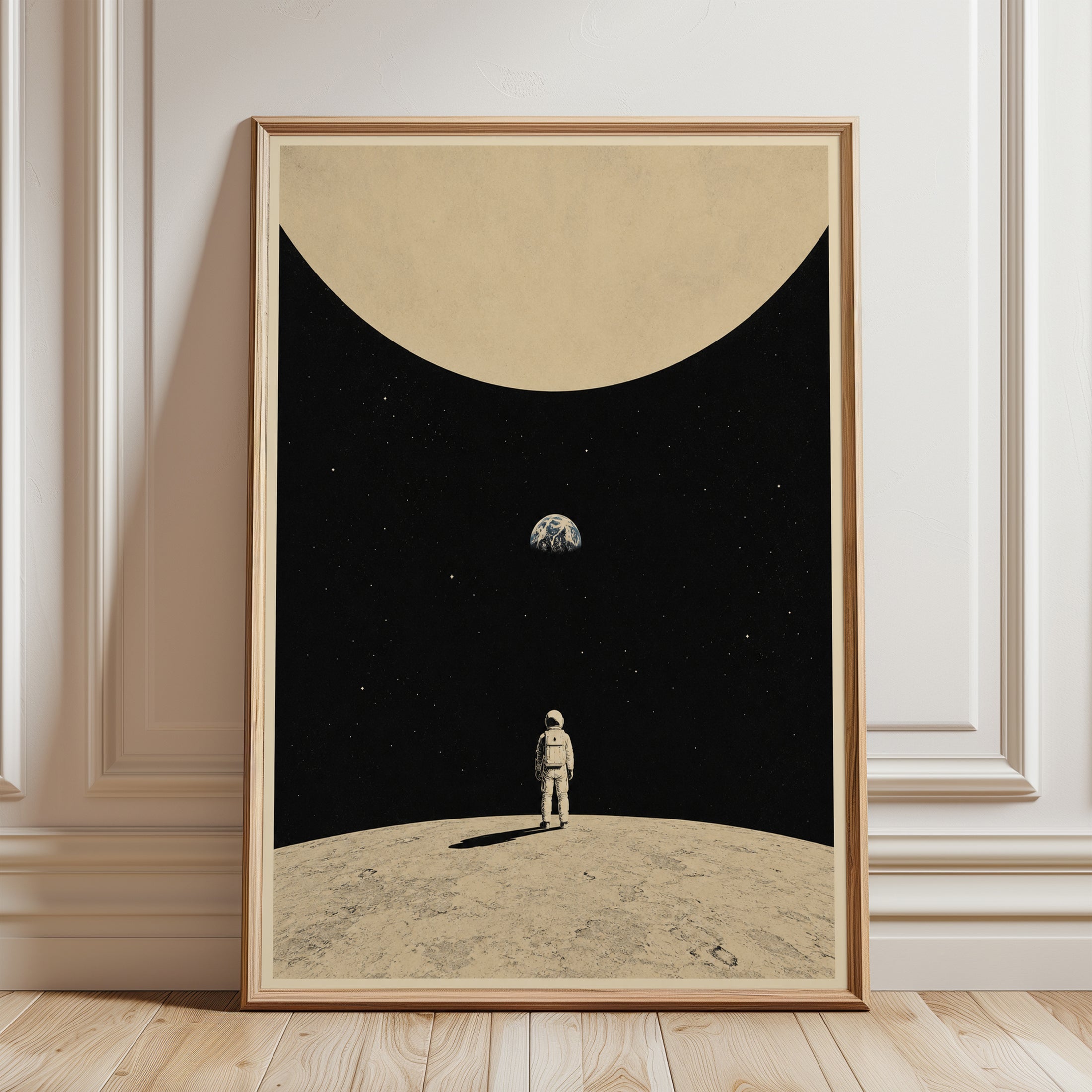 Space Wall Art – Astronaut Moon Print - framed detail