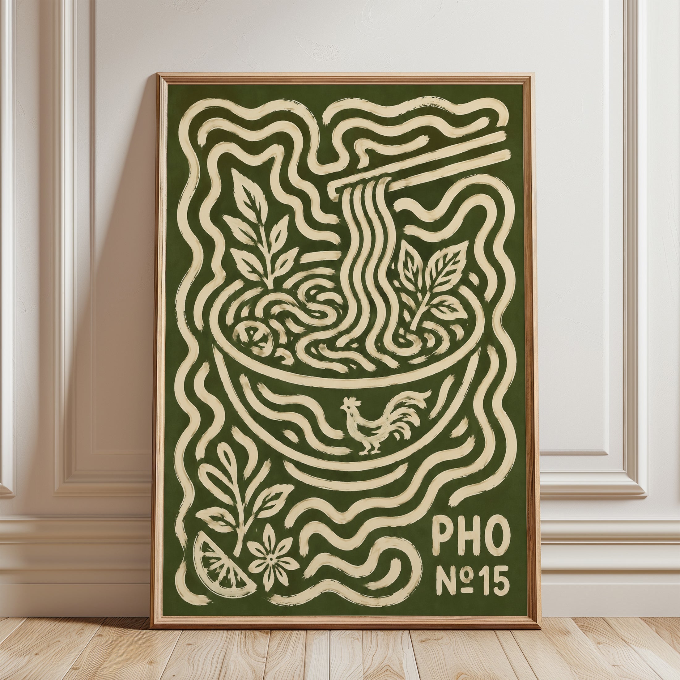 Vietnamese Food Poster – Pho Wall Art - framed detail