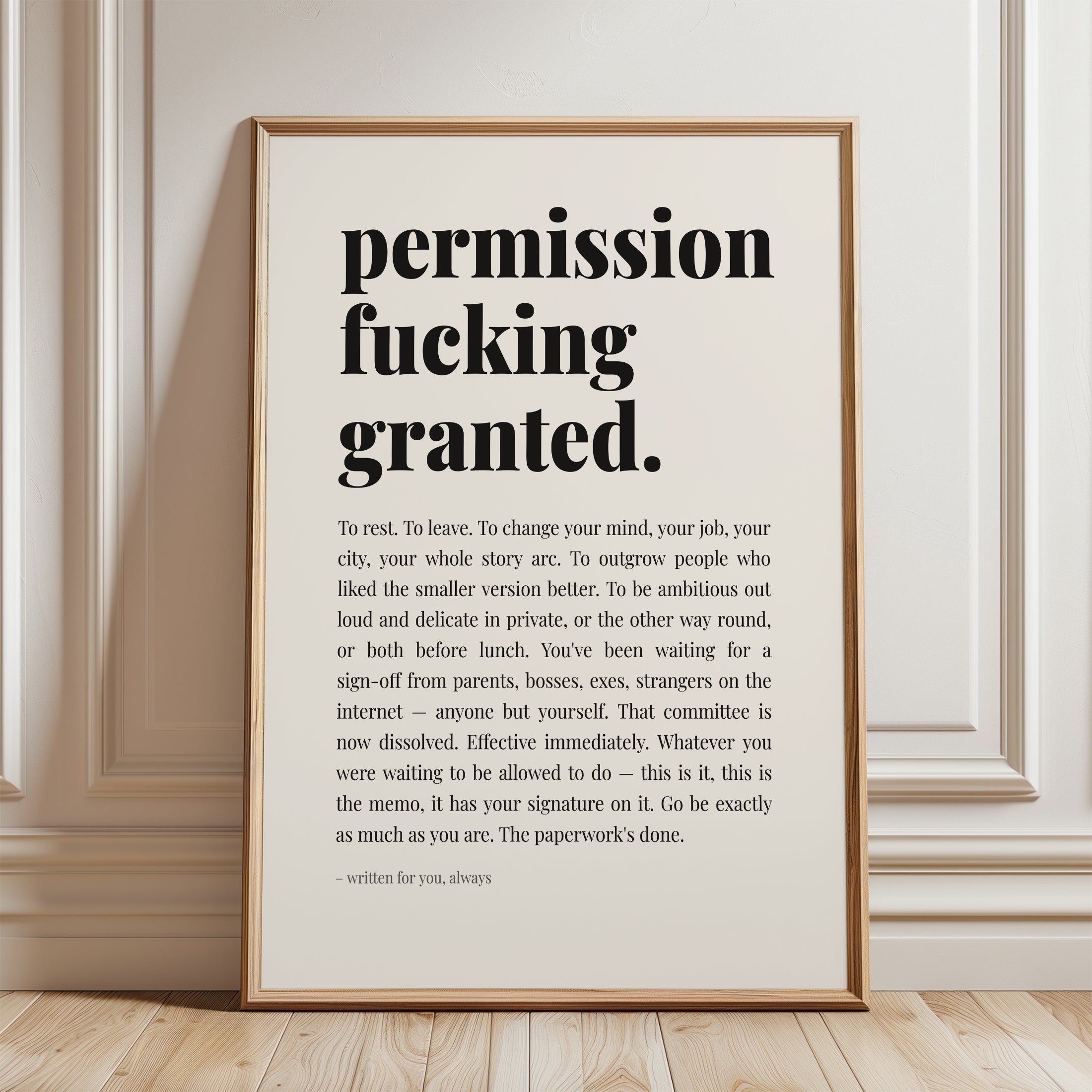 Permission Granted Print - framed detail