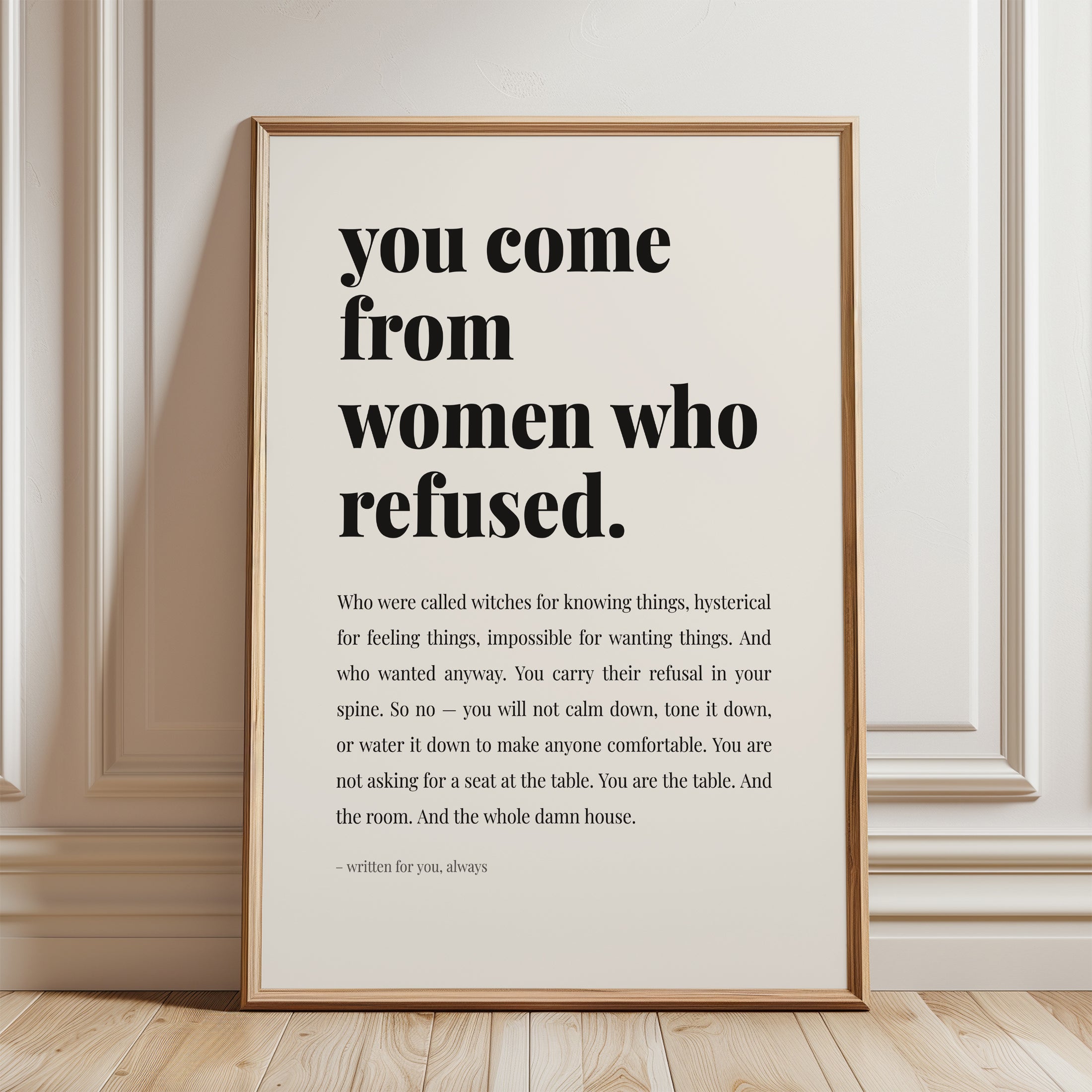 Feminist Wall Art – Empowerment Quote Print - framed detail