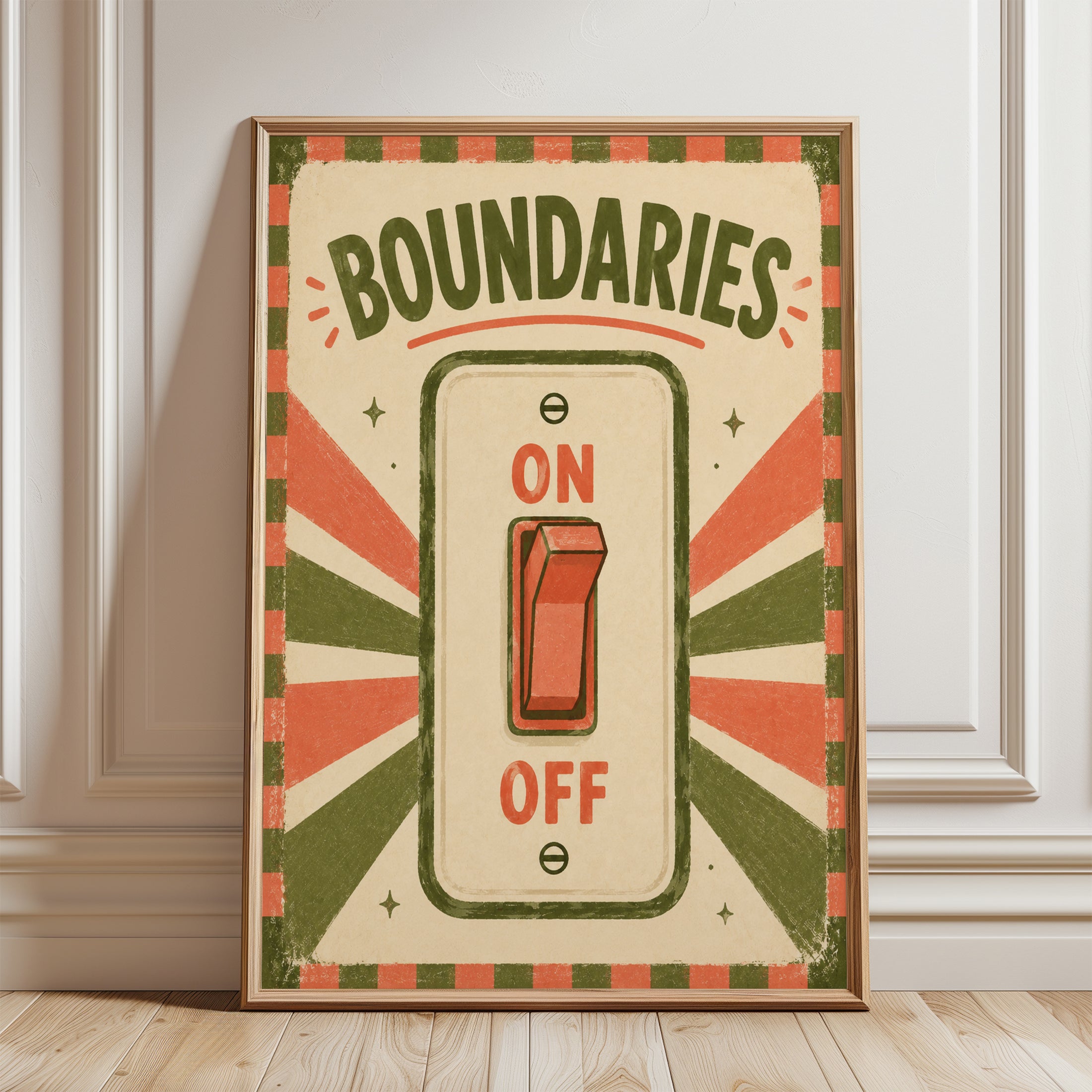 Mental Health Wall Art – Boundaries Print - framed detail
