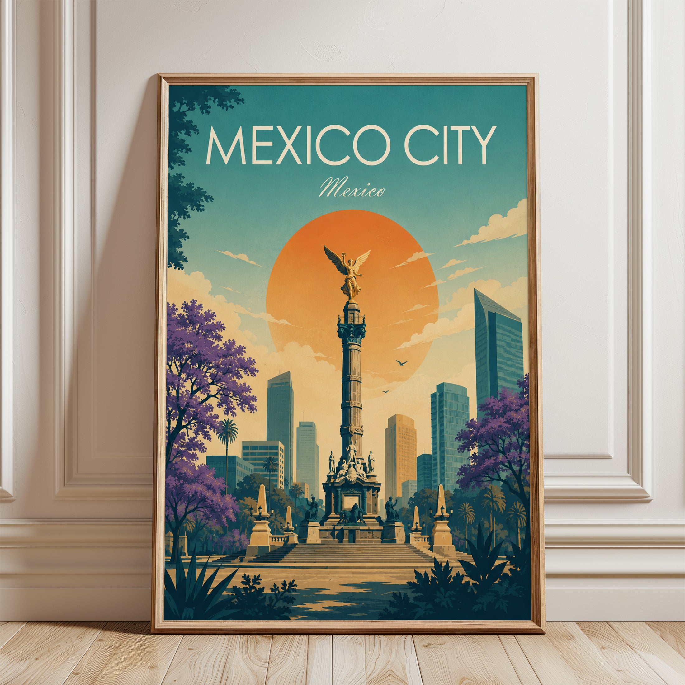 Mexico City Travel Poster – Vintage Mexico Print - framed detail
