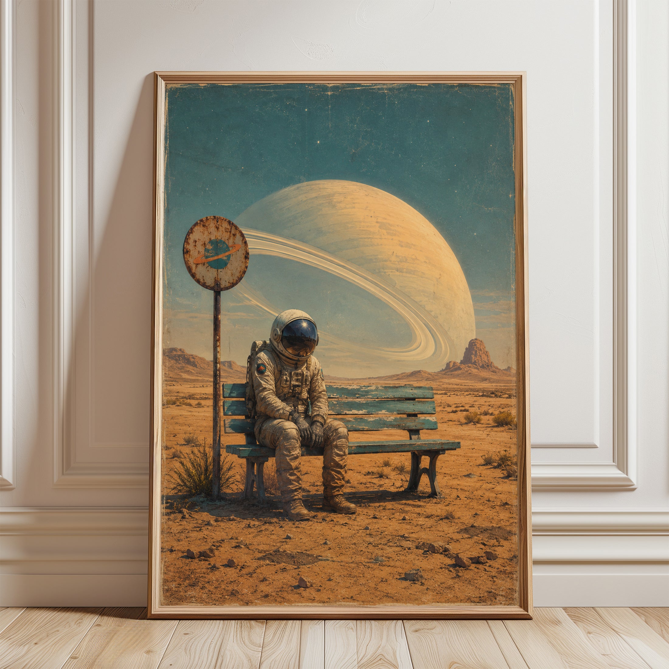 Astronaut Wall Art – Space Print - framed detail