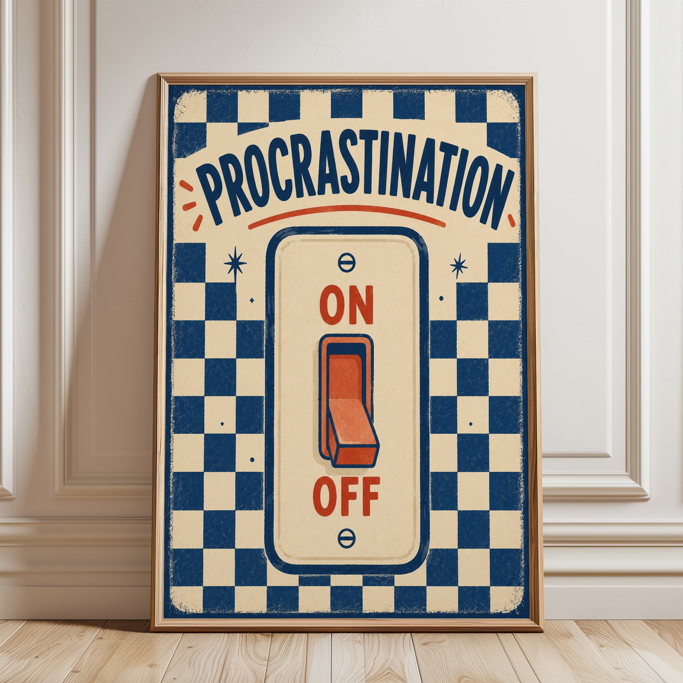 Funny Office Wall Art – Procrastination Print - framed detail