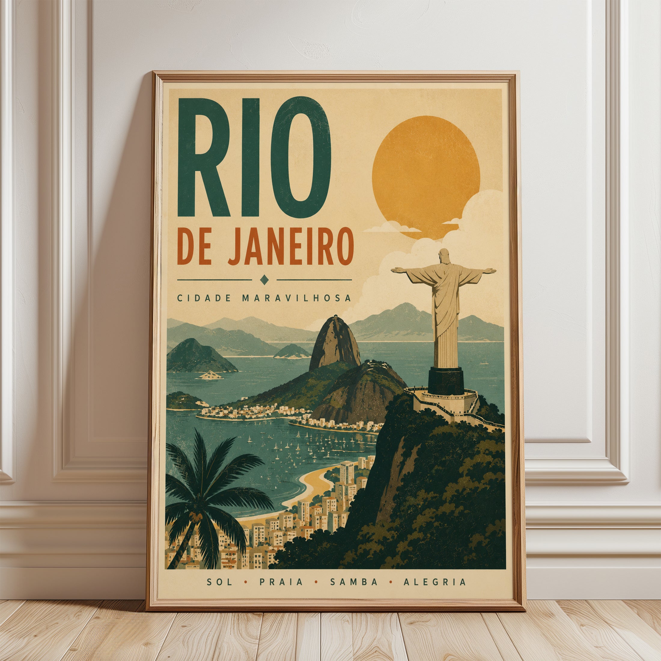 Rio de Janeiro Poster – Vintage Travel Print - framed detail