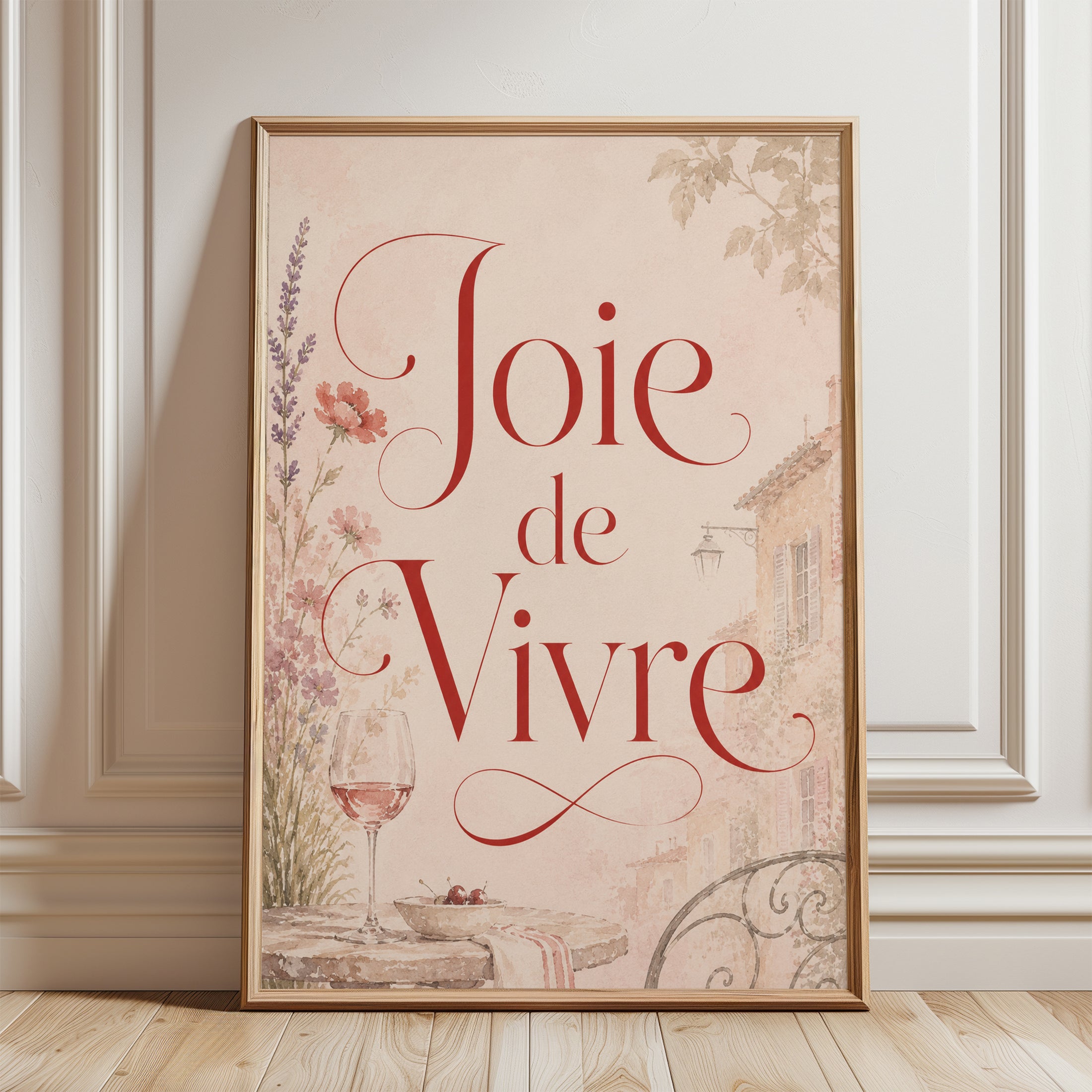 Joie de Vivre Print – French Kitchen Wall Art - framed detail
