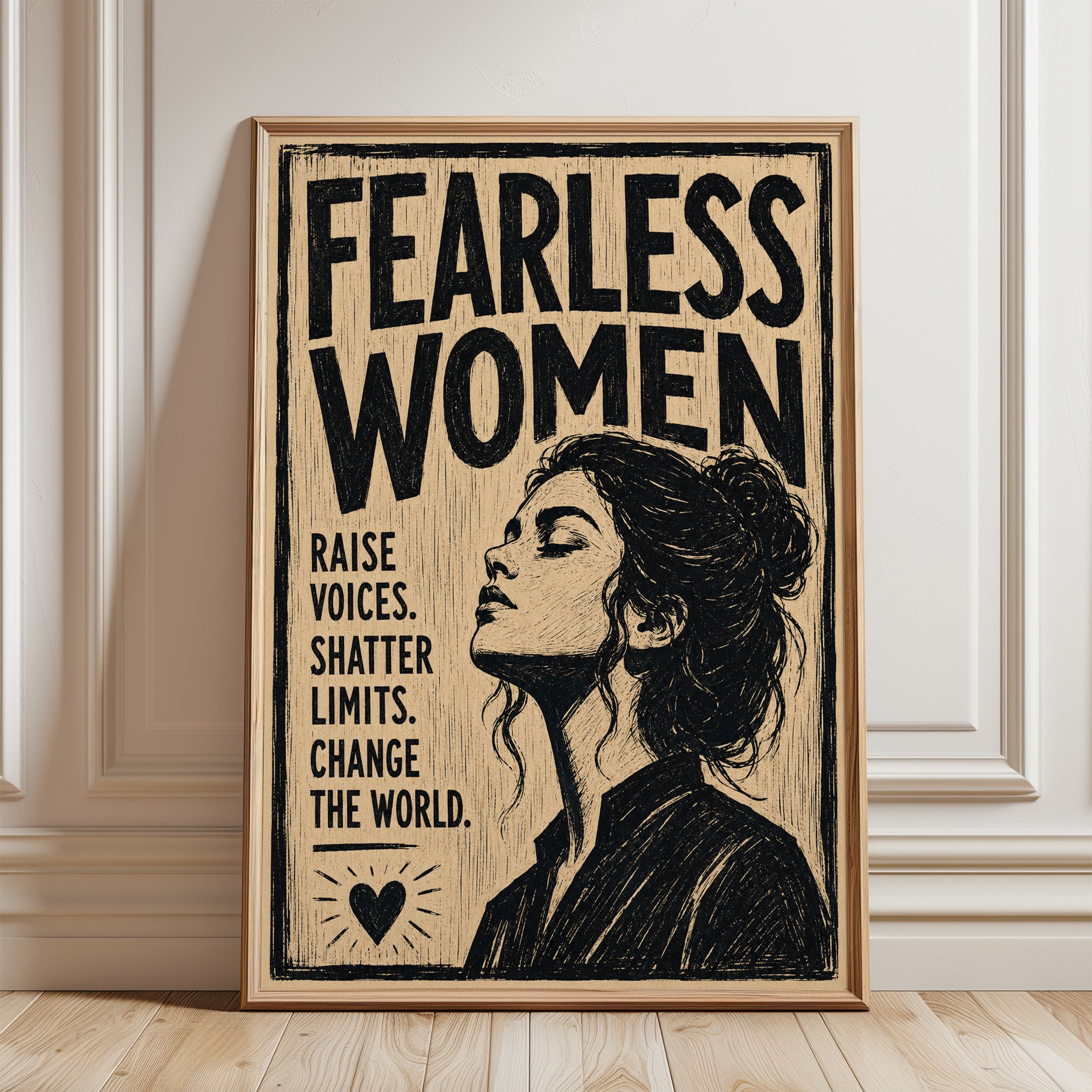 Feminist Wall Art – Fearless Women Print - framed detail