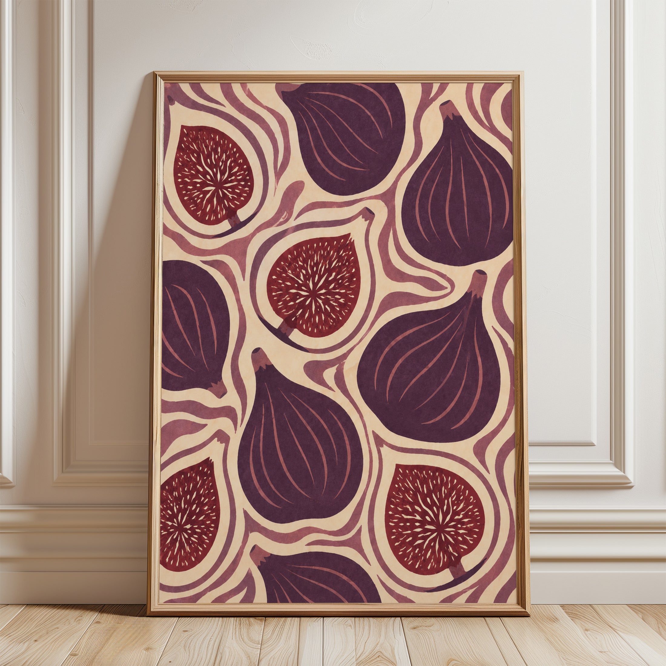 Fig Kitchen Wall Art – Botanical Food Print - framed detail
