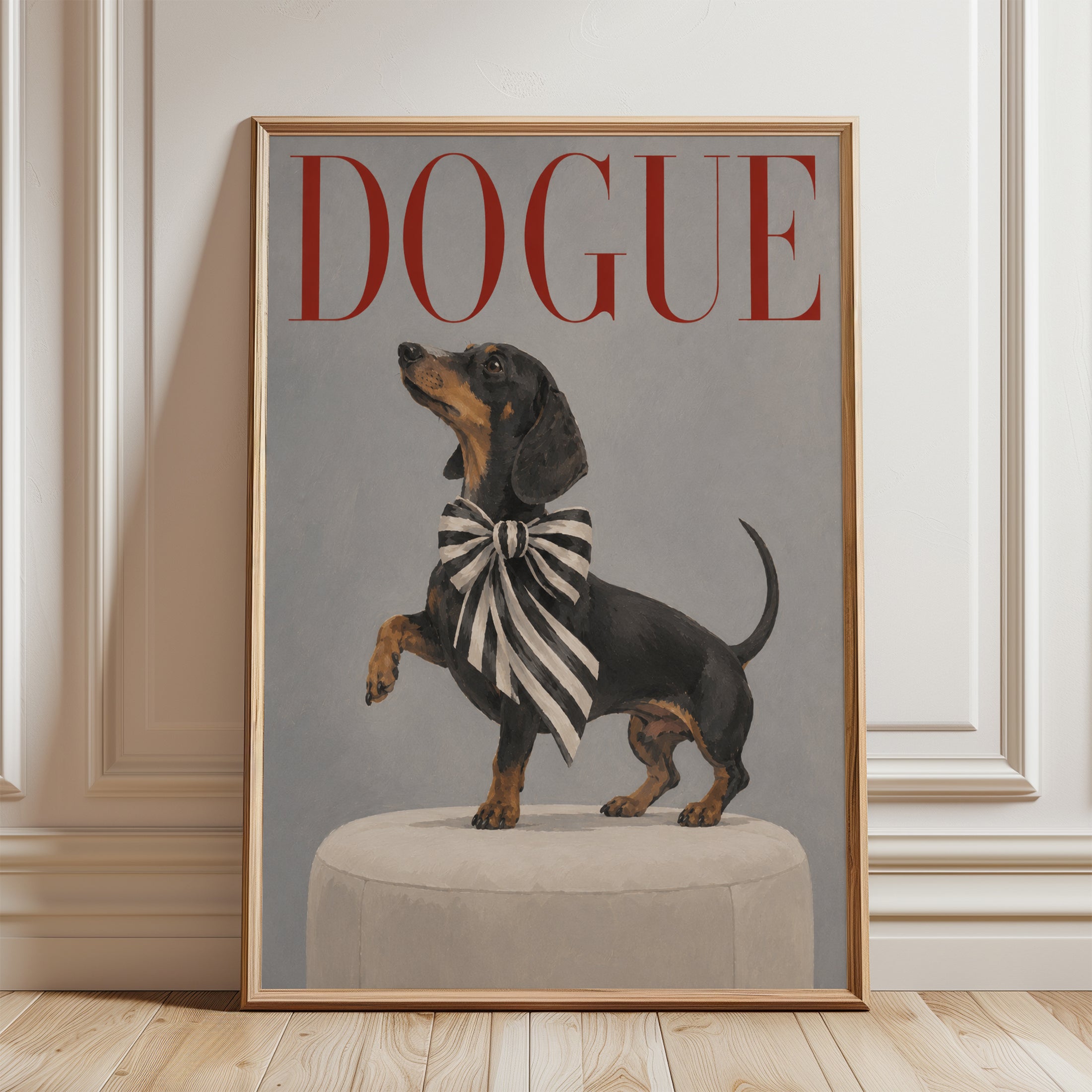 Dachshund Wall Art – Fashion Dog Print - framed detail
