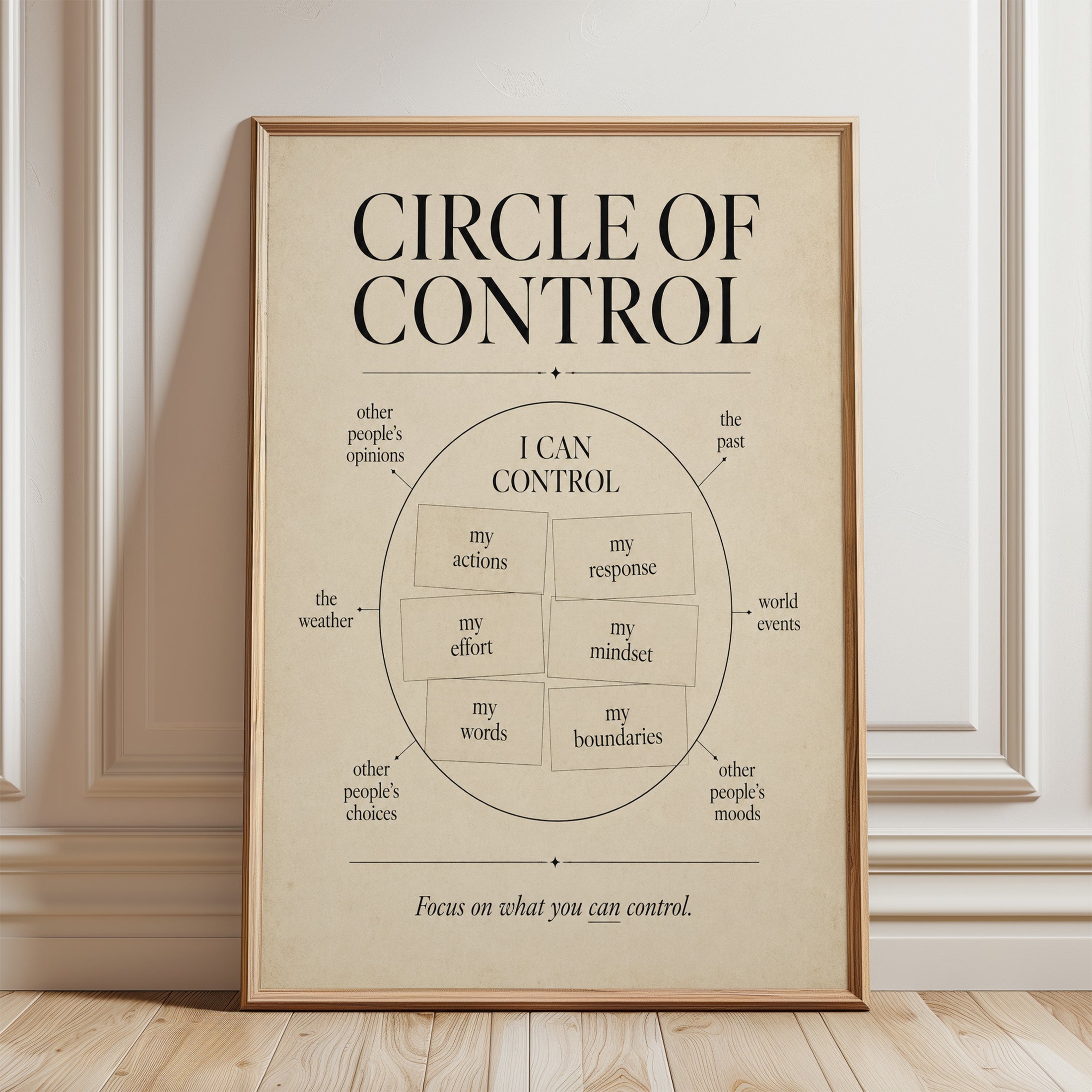 Circle of Control Poster – Mindfulness Wall Art - framed detail