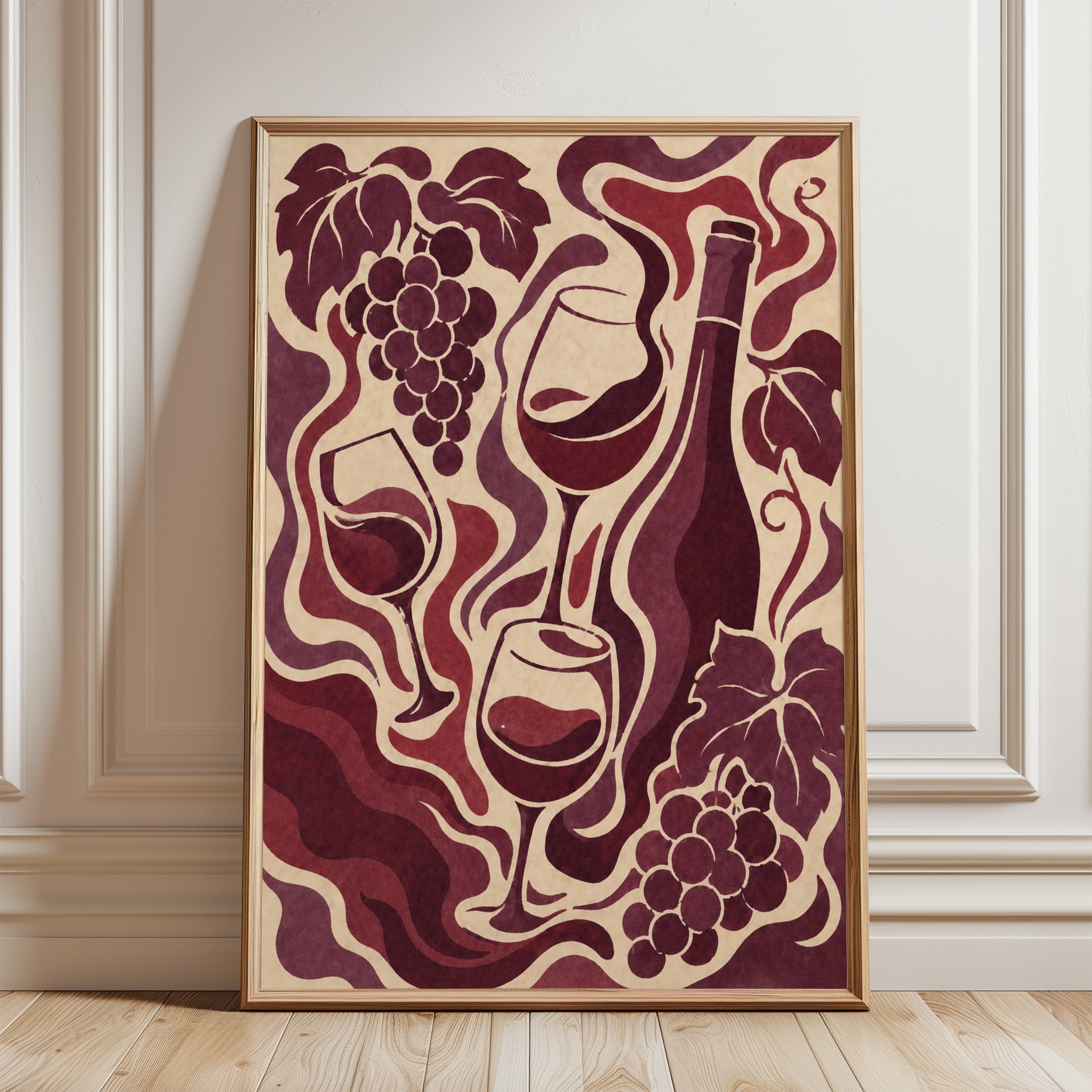 Wine Wall Art – Wine Bottle Print - framed detail