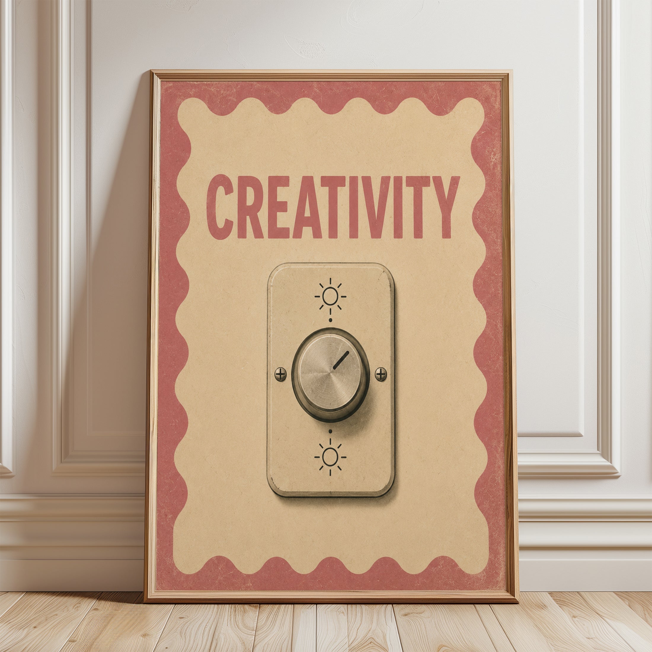 Creativity Dial Poster: Retro Motivational Wall Art - framed detail