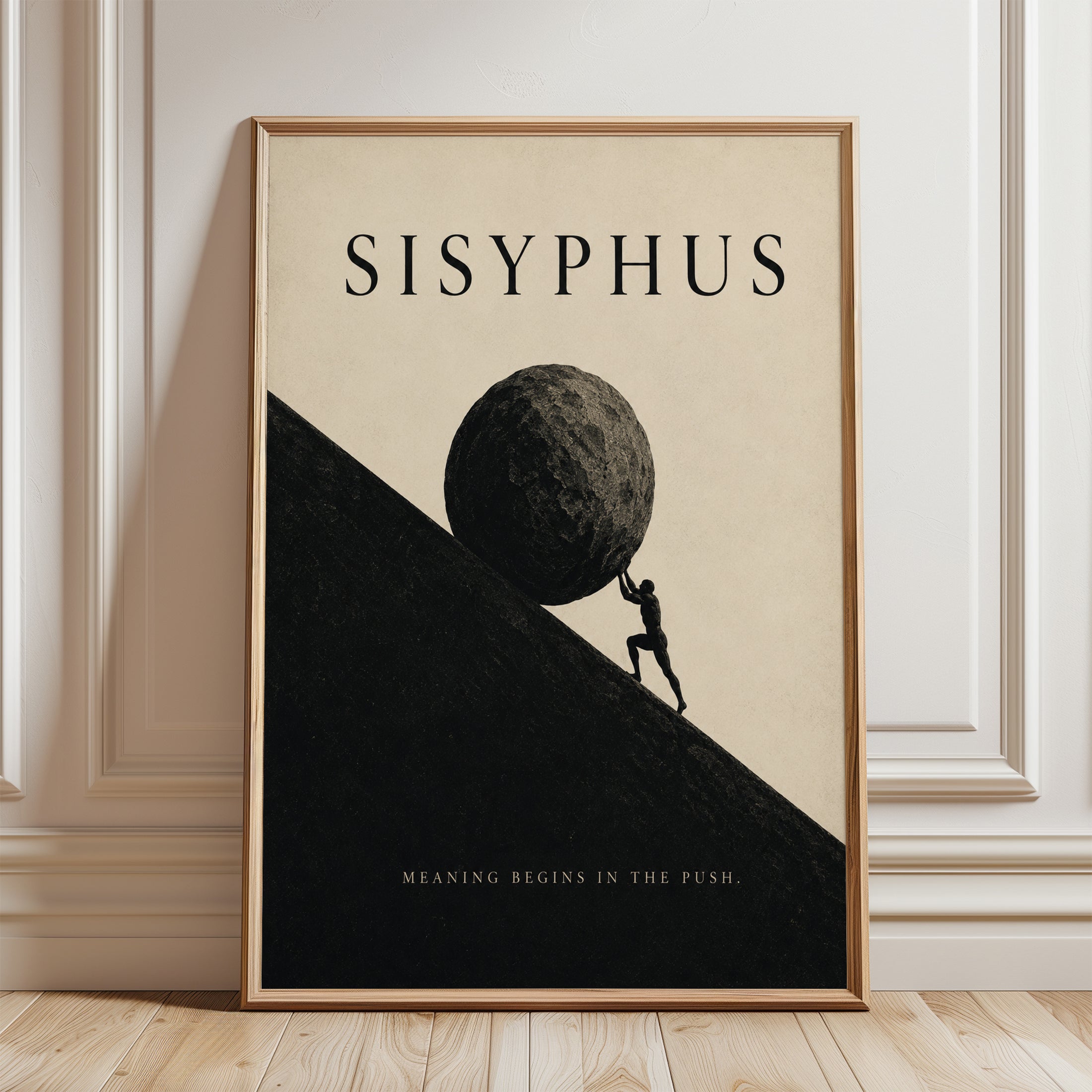 Sisyphus Wall Art – Greek Mythology Print - framed detail