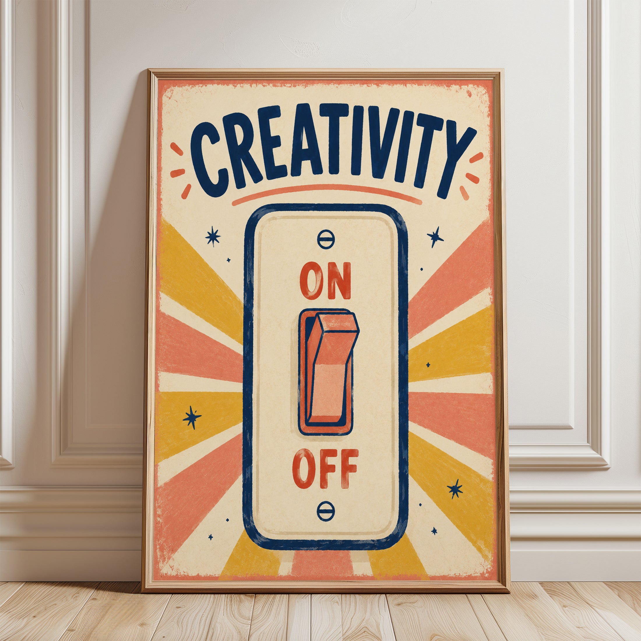 Creativity Wall Art – Retro Light Switch Print - framed detail