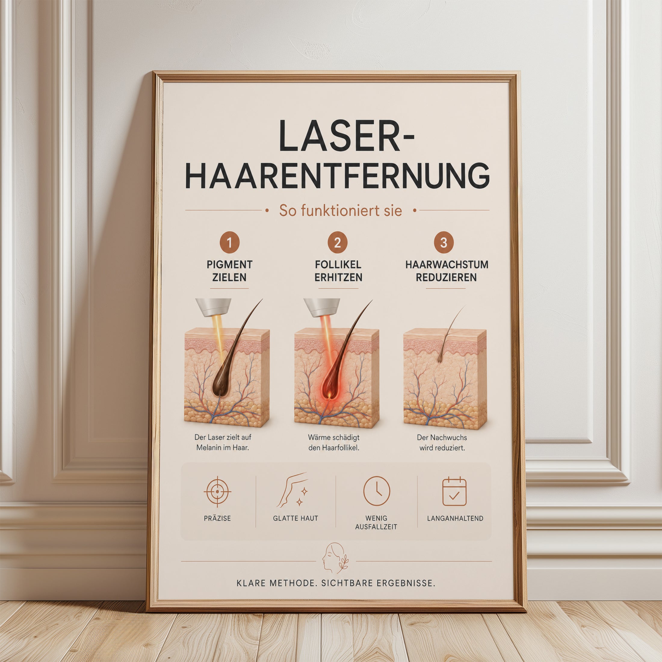 Medical Diagram Poster – Laser Hair Removal Guide - framed detail