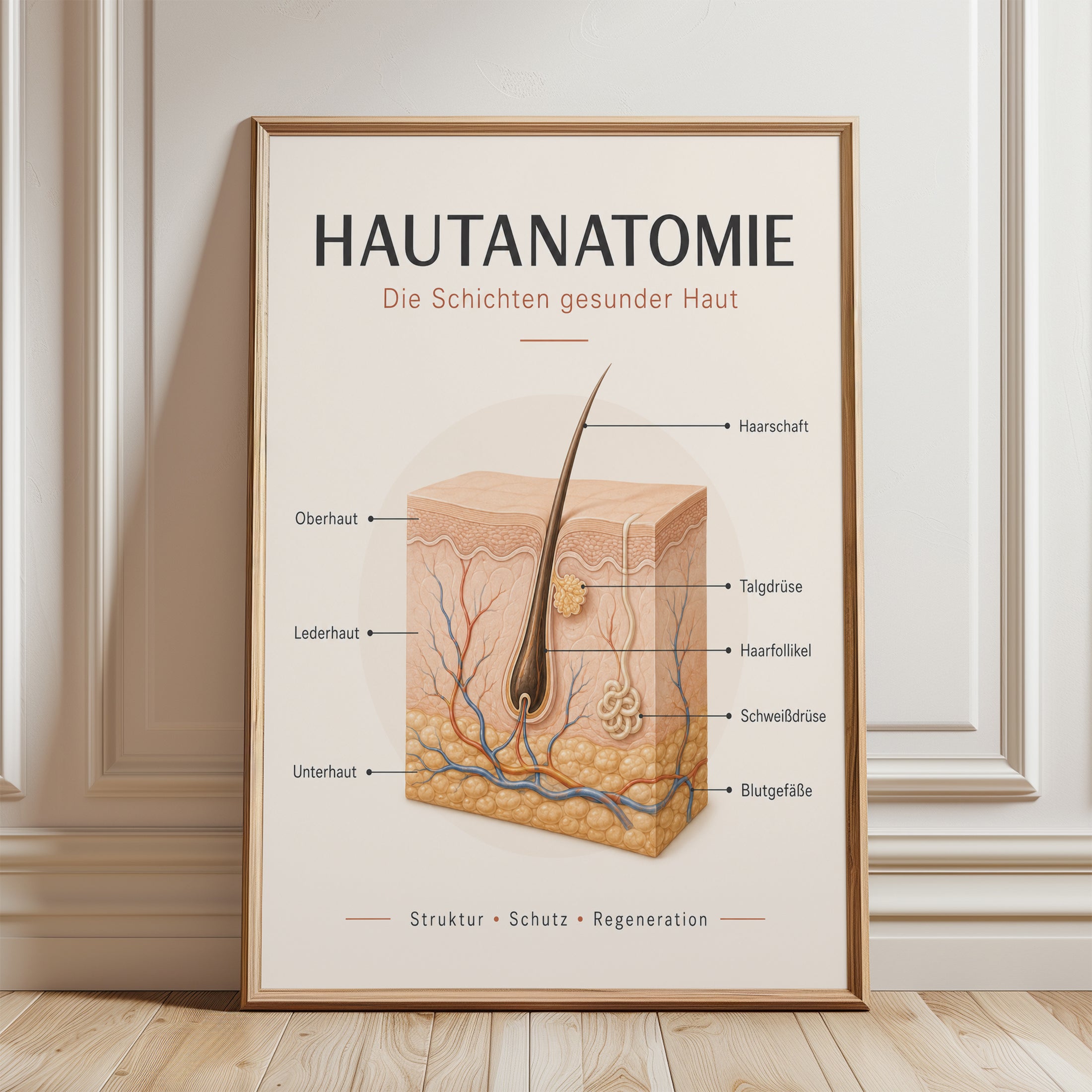 Skin Anatomy Poster – Medical Office Wall Art - framed detail