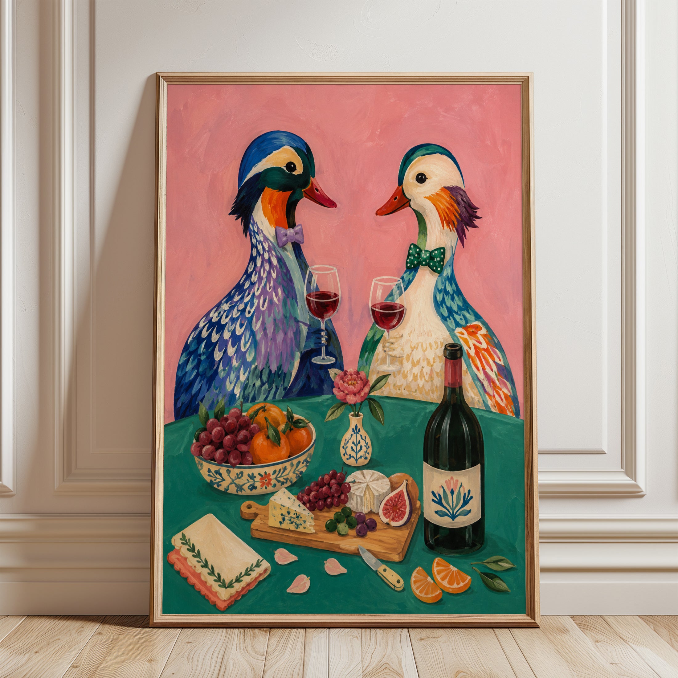 Duck Wall Art – Whimsical Animal Print - framed detail