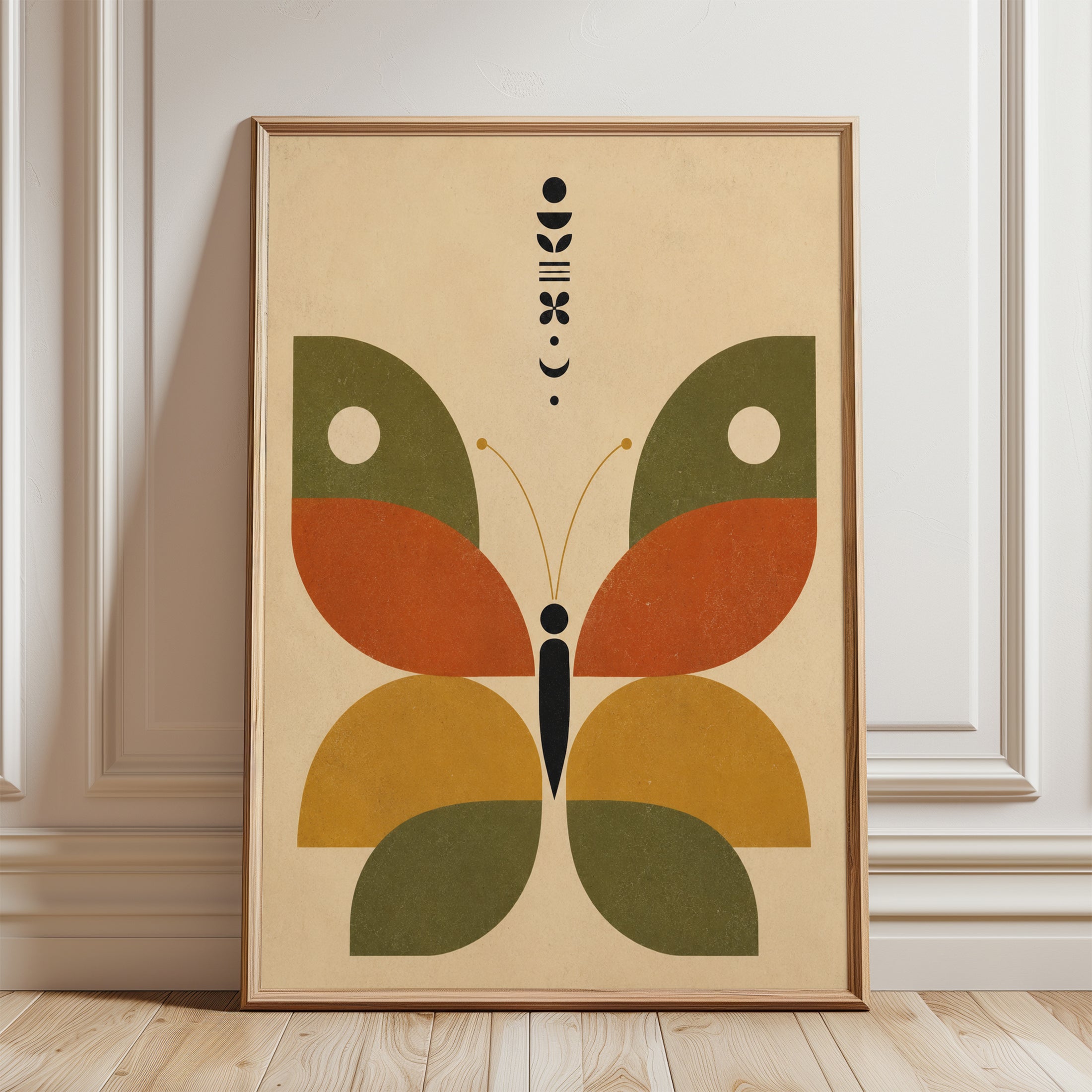 Mid Century Butterfly Print - framed detail