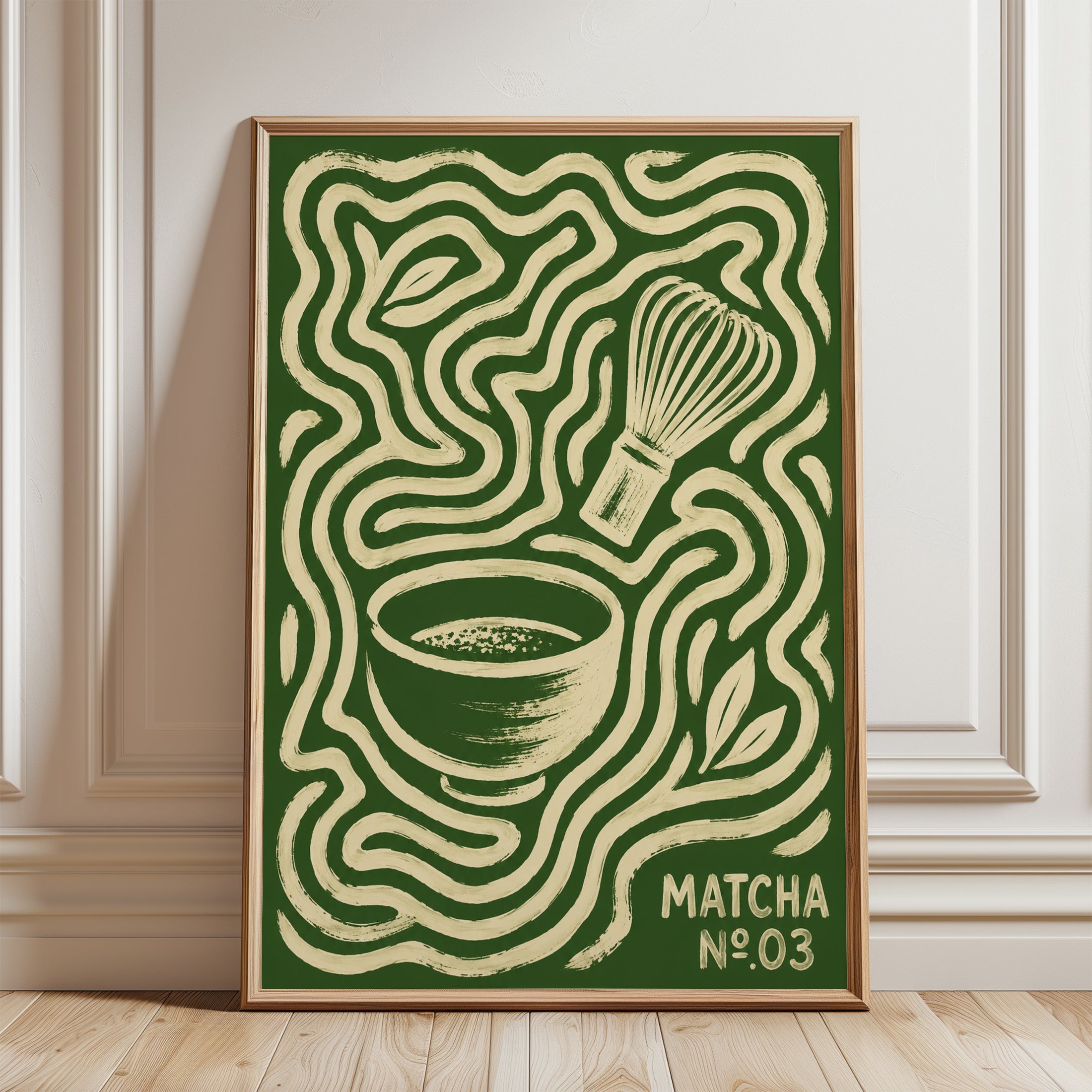 Matcha Wall Art – Retro Kitchen Print - framed detail