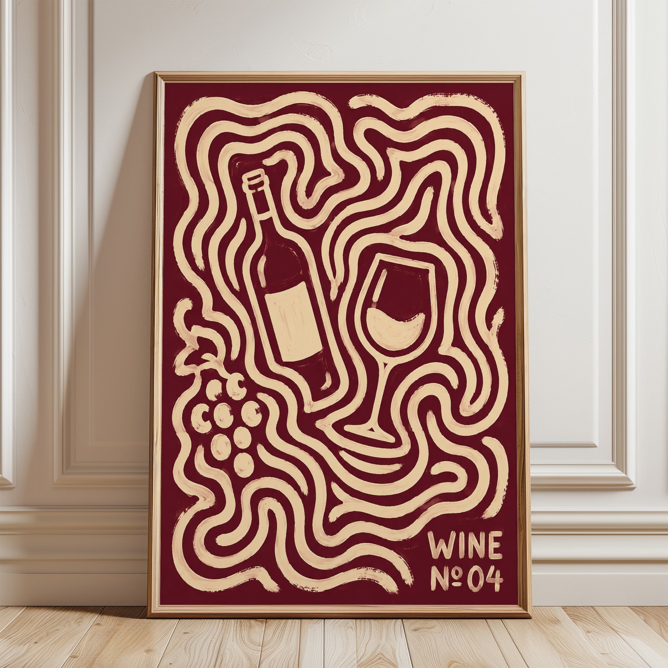 Wine Wall Art – Retro Kitchen Decor - framed detail