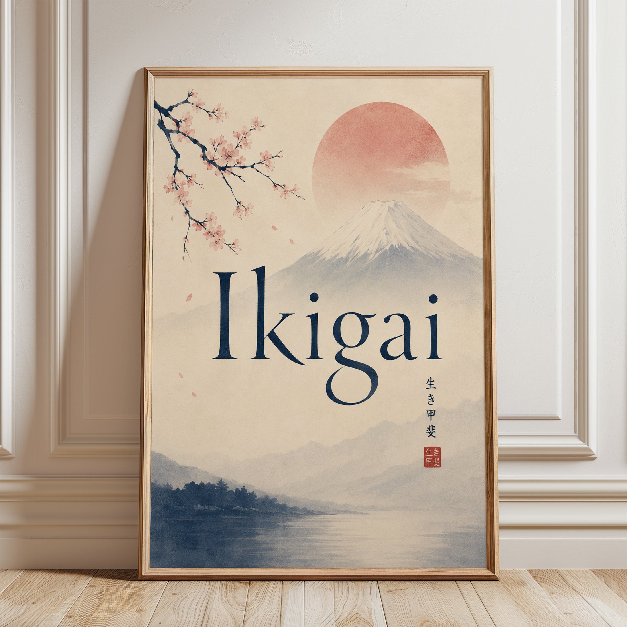 Ikigai Wall Art – Japanese Motivational Print - framed detail