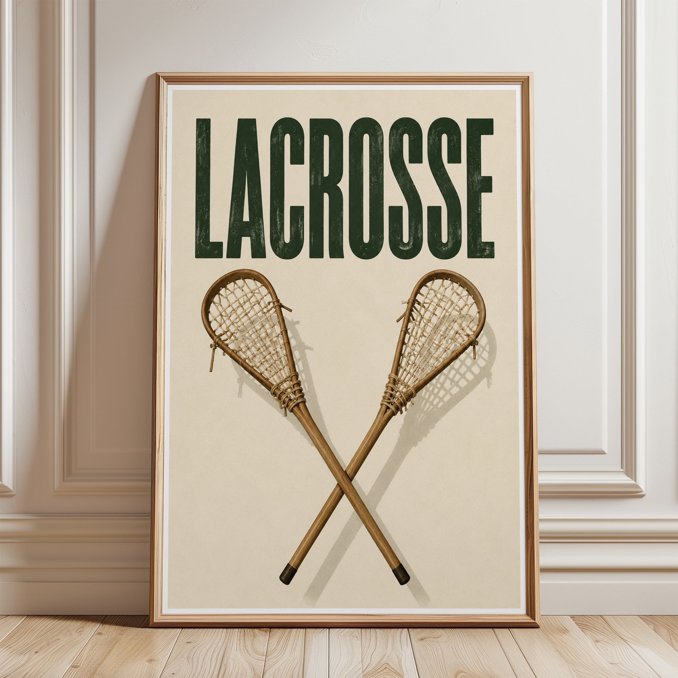 Lacrosse Wall Art – Vintage Sports Print - framed detail
