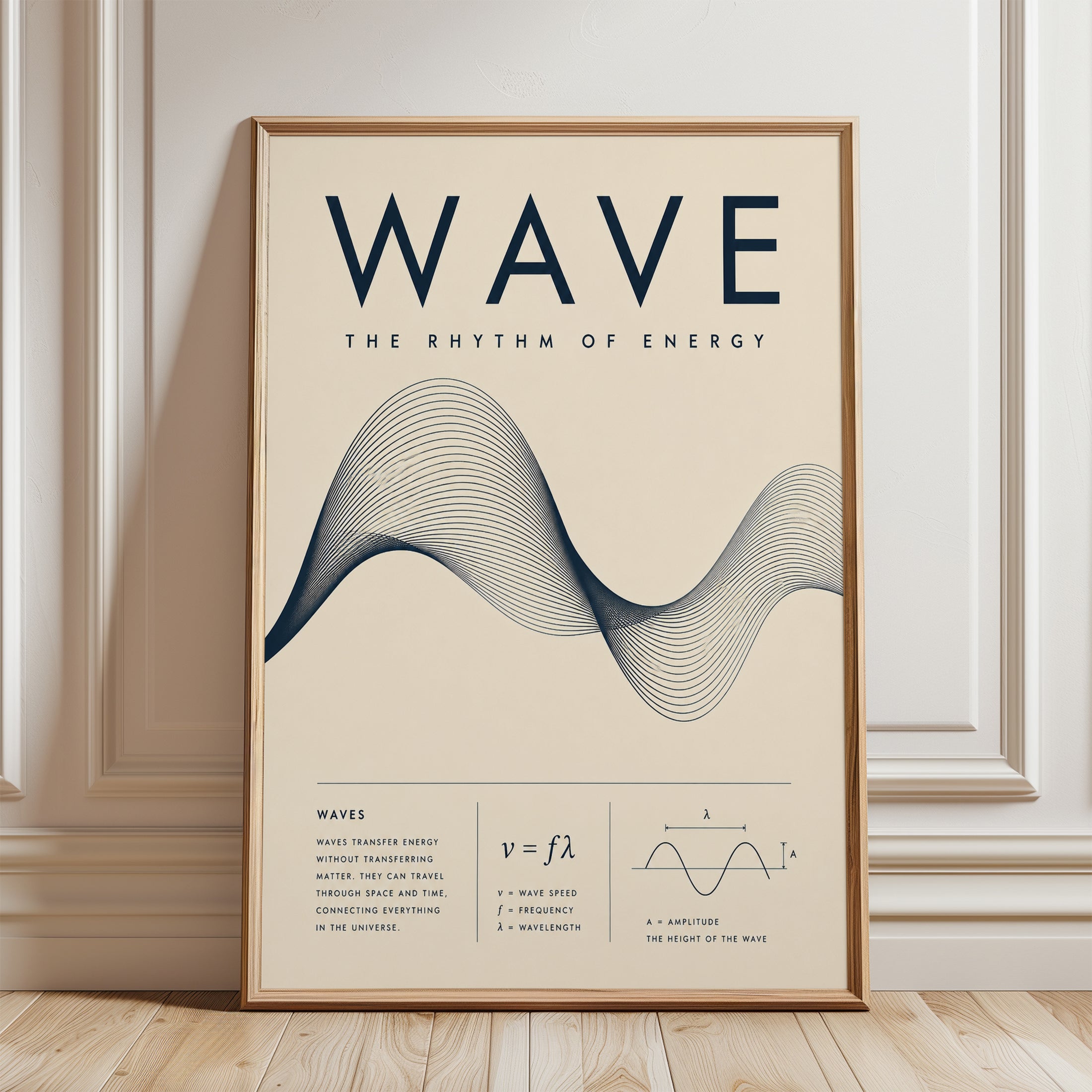 Science Wall Art – Wave Physics Print - framed detail