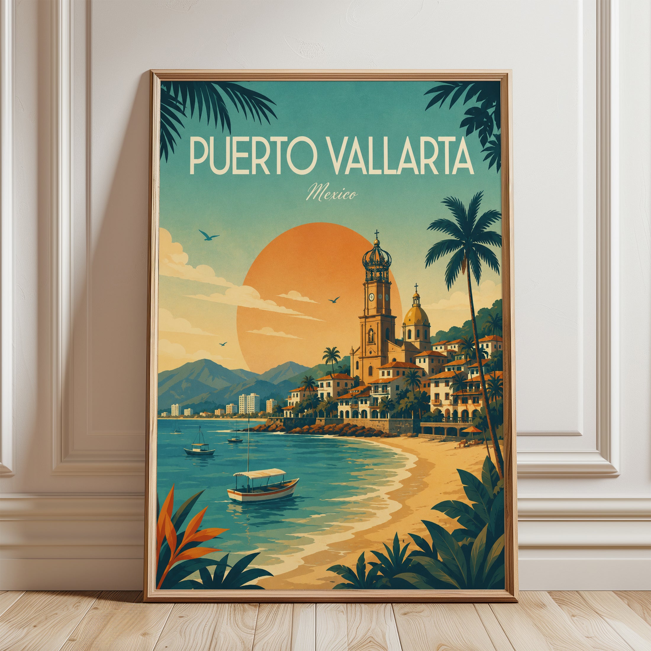 Puerto Vallarta Travel Poster - framed detail